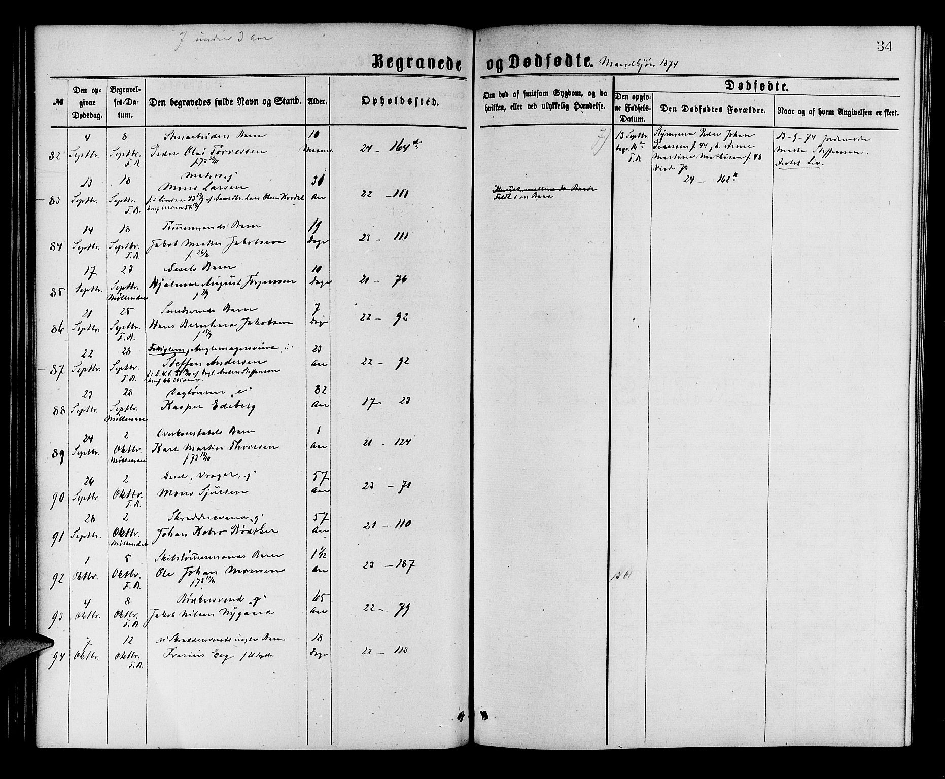 Korskirken sokneprestembete, AV/SAB-A-76101/H/Hab: Klokkerbok nr. E 3, 1871-1883, s. 34