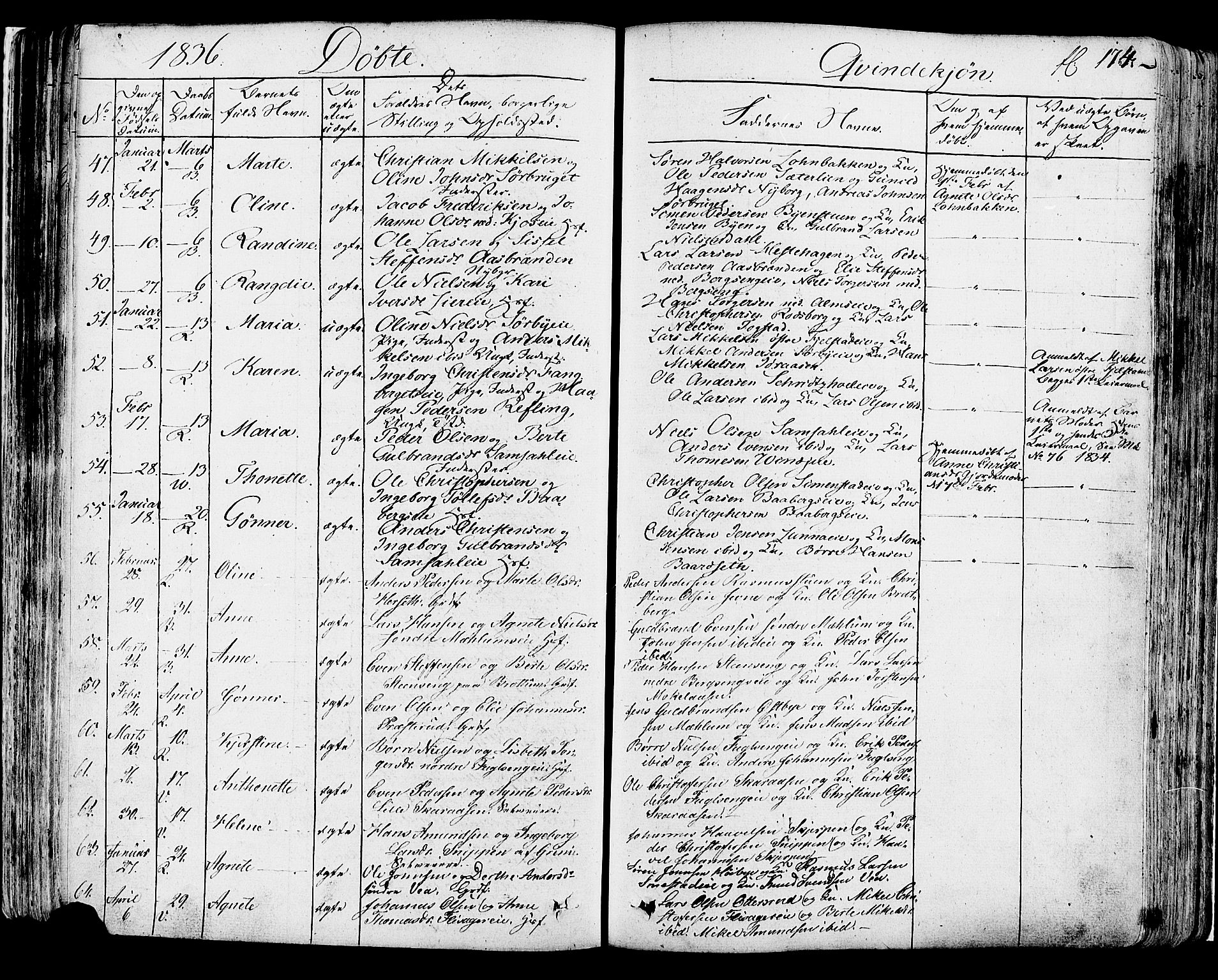 Ringsaker prestekontor, AV/SAH-PREST-014/K/Ka/L0007: Ministerialbok nr. 7A, 1826-1837, s. 174