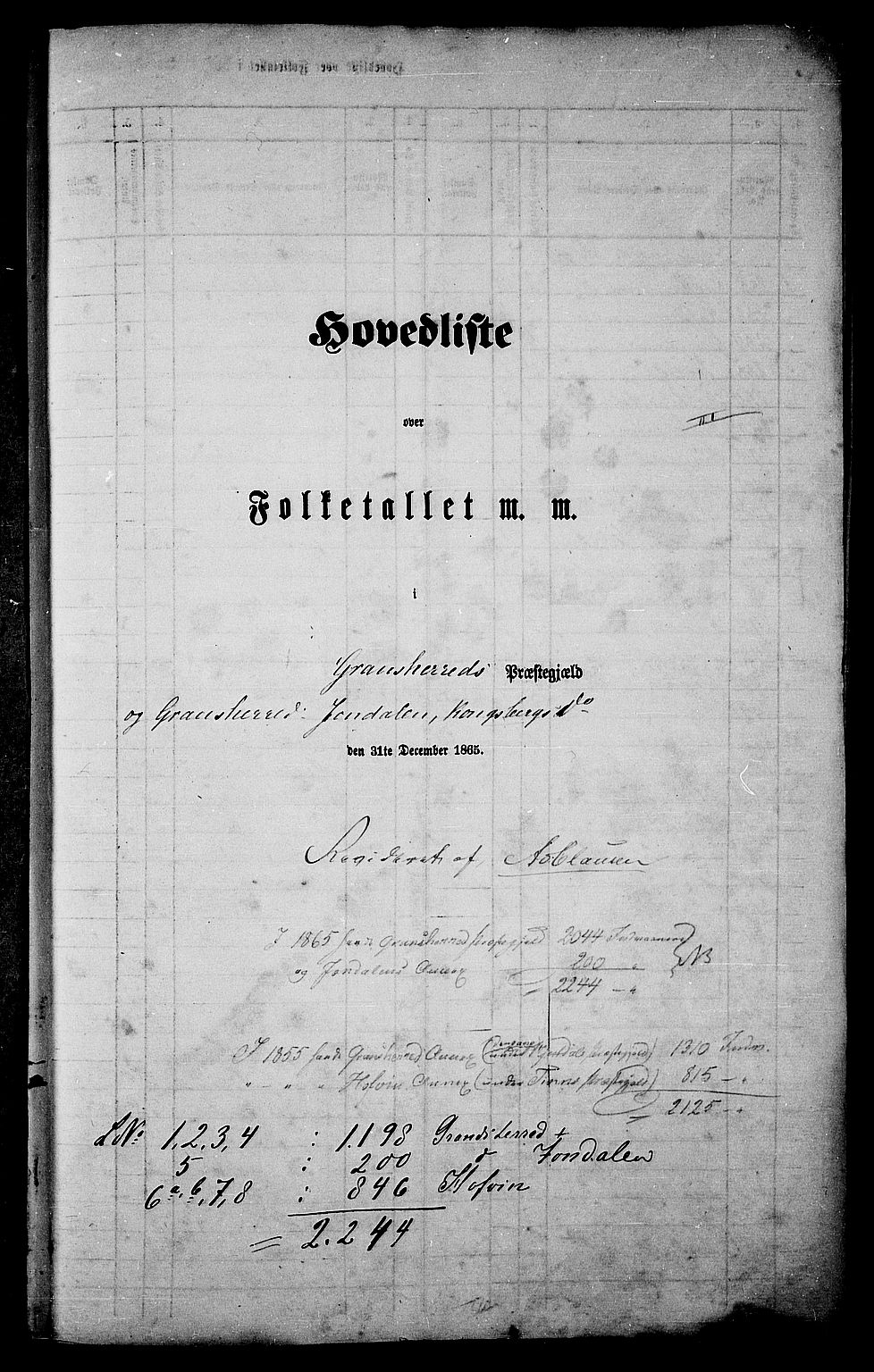 RA, Folketelling 1865 for 0824P Gransherad prestegjeld, 1865, s. 5