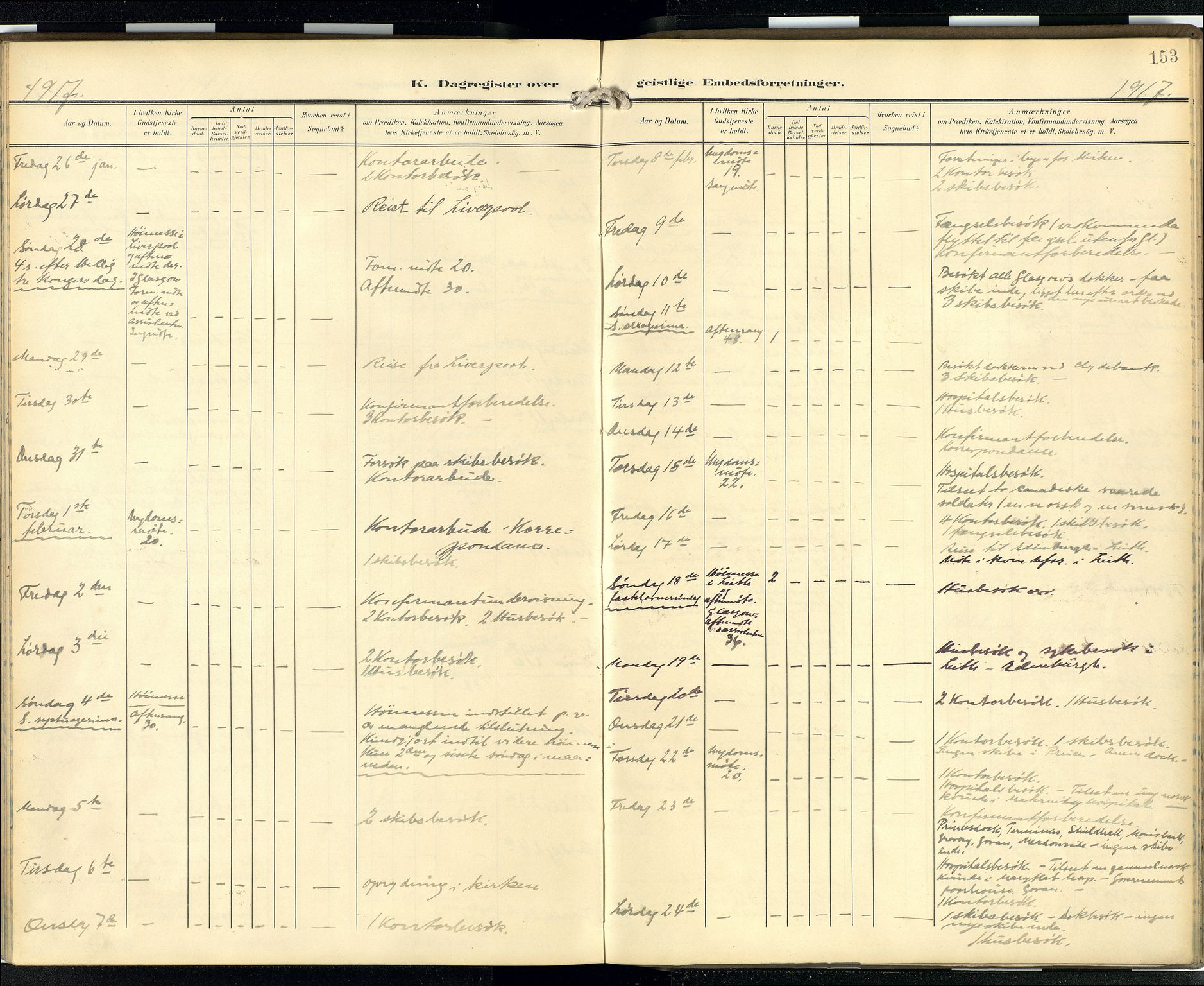 Den norske sjømannsmisjon i utlandet/Skotske havner (Leith, Glasgow), SAB/SAB/PA-0100/H/Ha/Hab/L0001: Ministerialbok nr. A 1, 1902-1931, s. 152b-153a