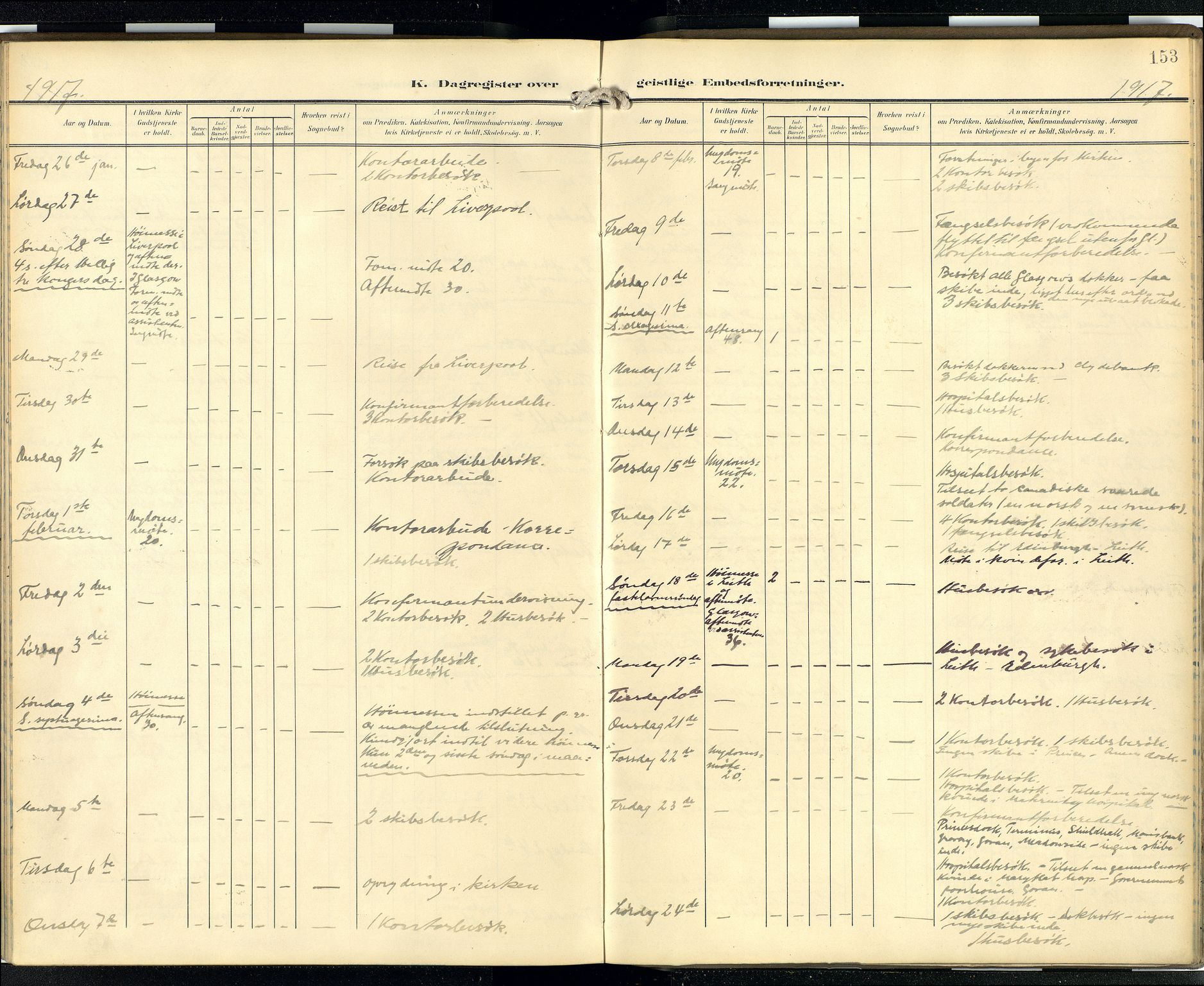 Den norske sjømannsmisjon i utlandet/Skotske havner (Leith, Glasgow), AV/SAB-SAB/PA-0100/H/Ha/Hab/L0001: Ministerialbok nr. B 1, 1902-1931, s. 152b-153a
