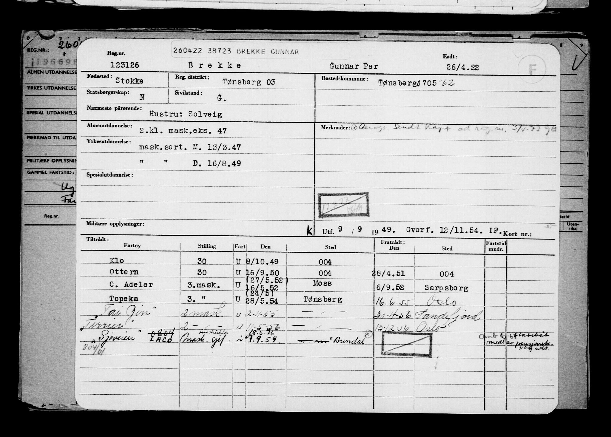 Direktoratet for sjømenn, AV/RA-S-3545/G/Gb/L0205: Hovedkort, 1922, s. 694