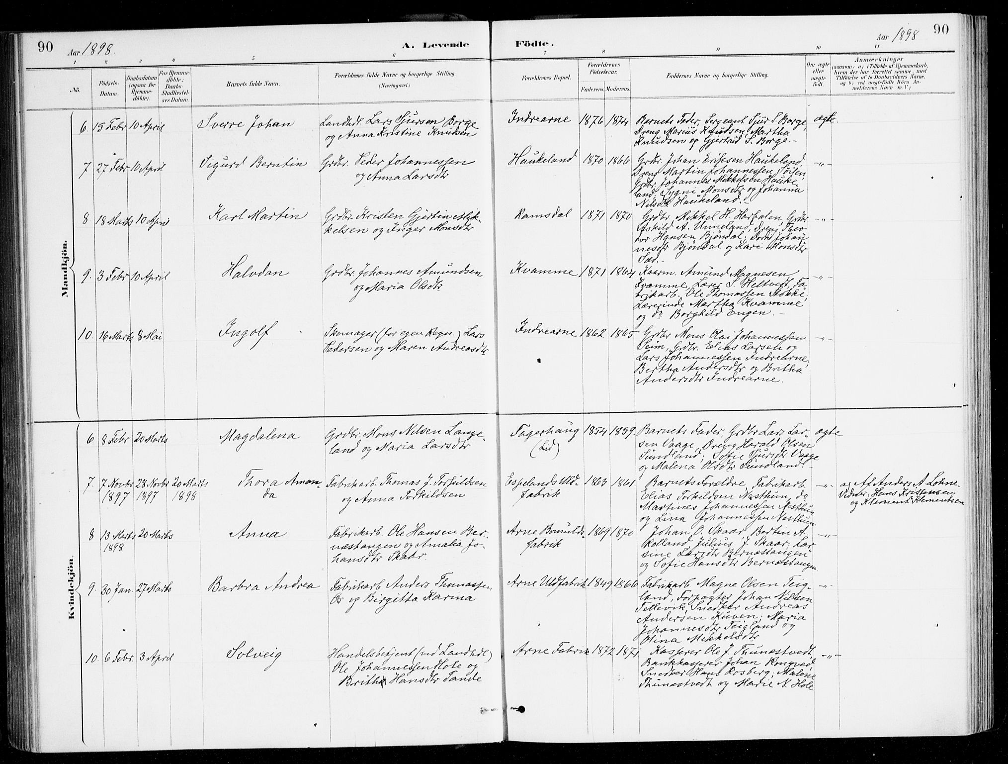 Haus sokneprestembete, AV/SAB-A-75601/H/Haa/Haad/L0001: Ministerialbok nr. D 1, 1887-1898, s. 90