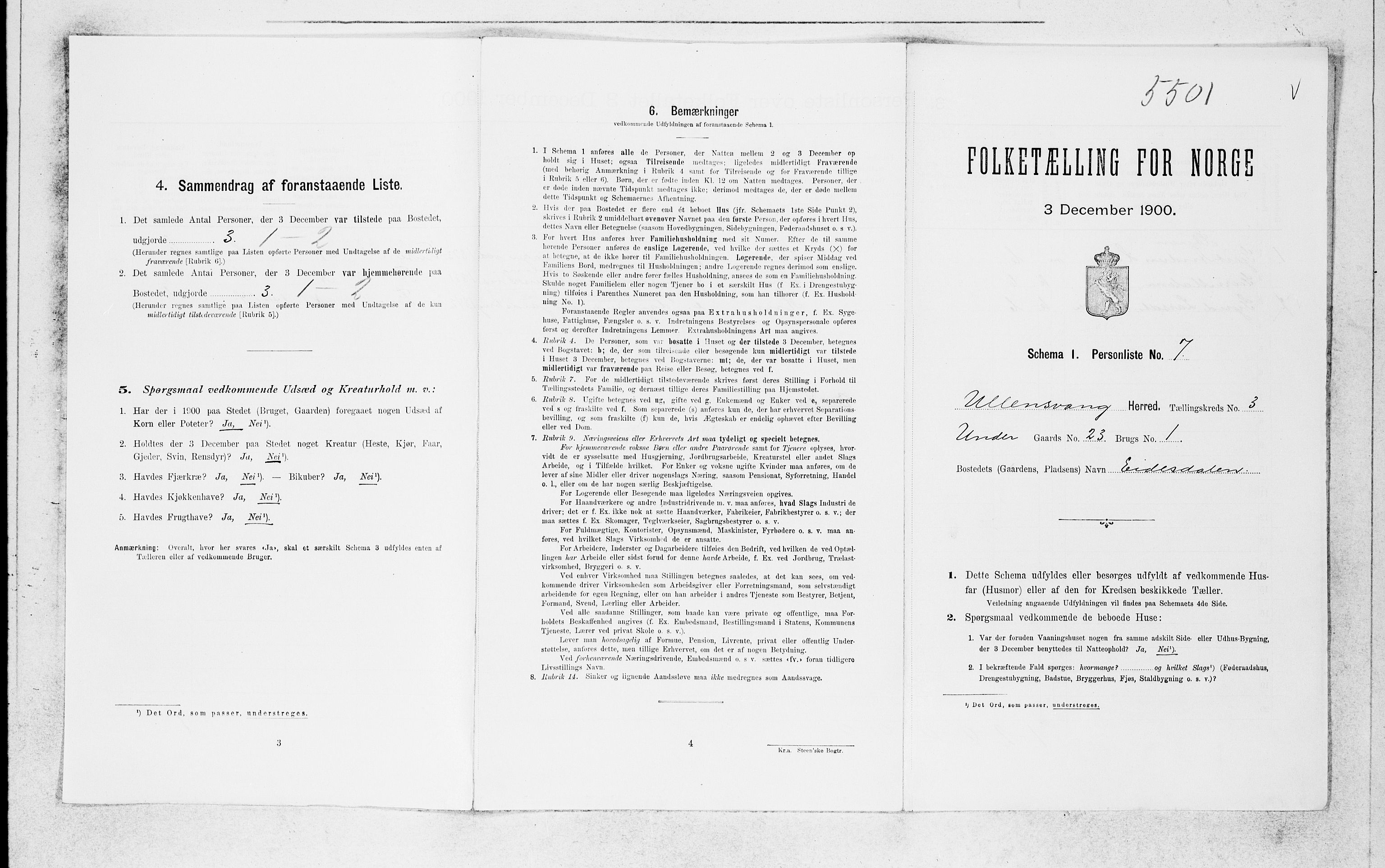 SAB, Folketelling 1900 for 1230 Ullensvang herred, 1900, s. 349