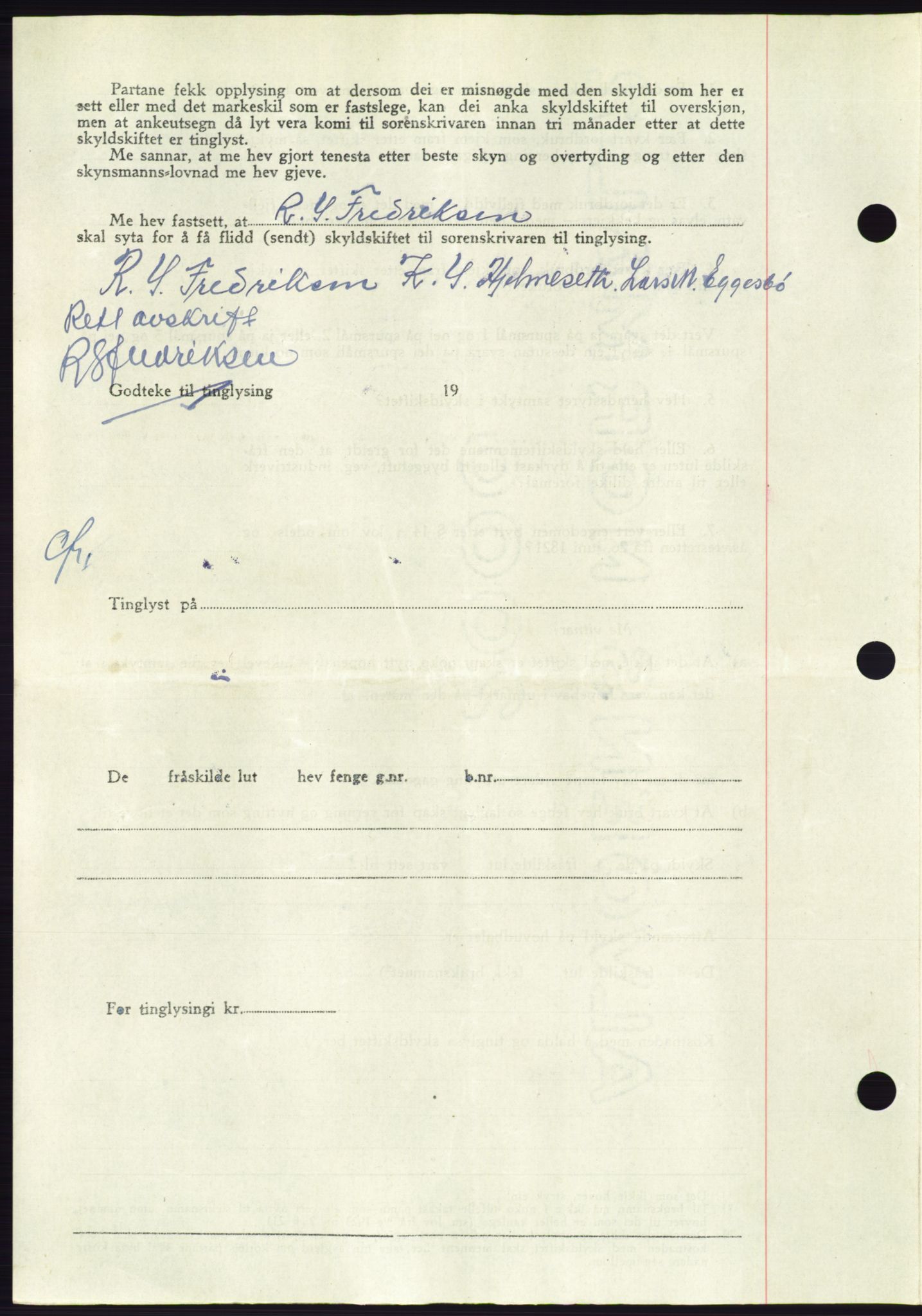 Søre Sunnmøre sorenskriveri, AV/SAT-A-4122/1/2/2C/L0084: Pantebok nr. 10A, 1949-1949, Dagboknr: 1105/1949