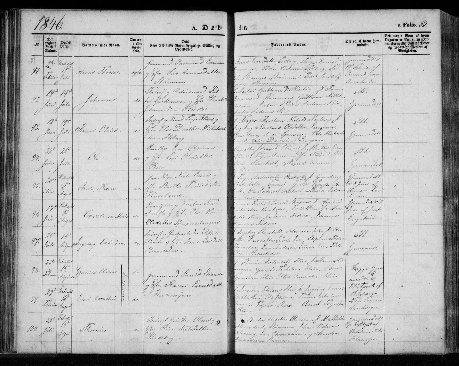 Øyestad sokneprestkontor, AV/SAK-1111-0049/F/Fa/L0014: Ministerialbok nr. A 14, 1843-1856, s. 53