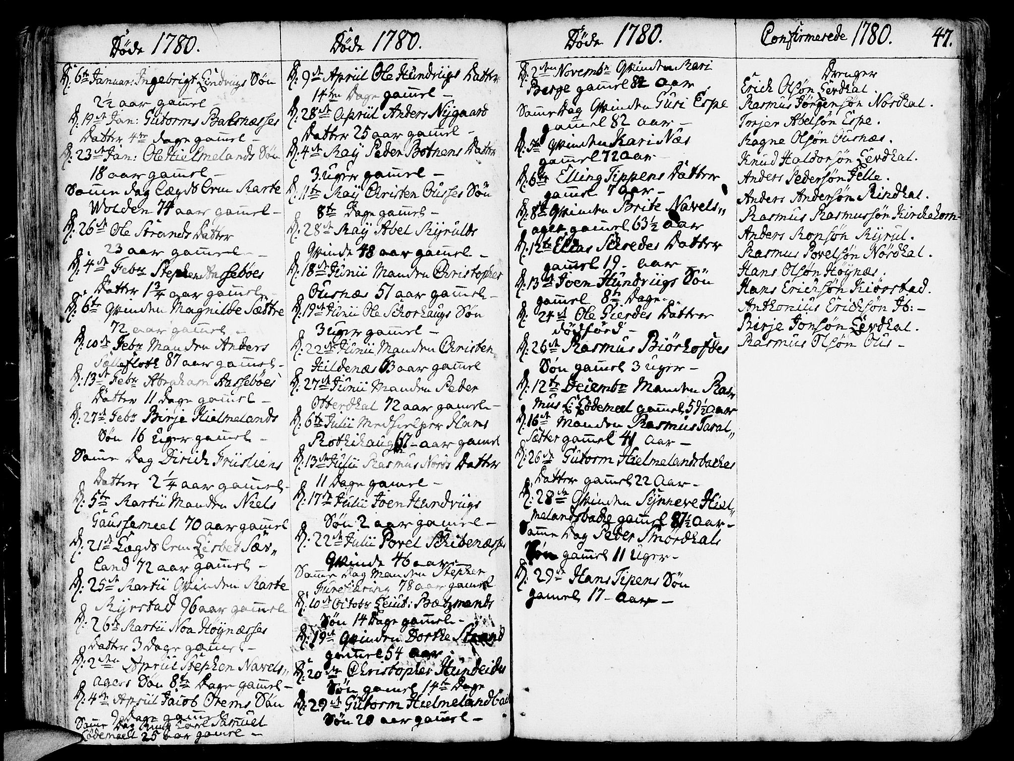 Eid sokneprestembete, AV/SAB-A-82301/H/Haa/Haaa/L0003: Ministerialbok nr. A 3, 1770-1805, s. 47