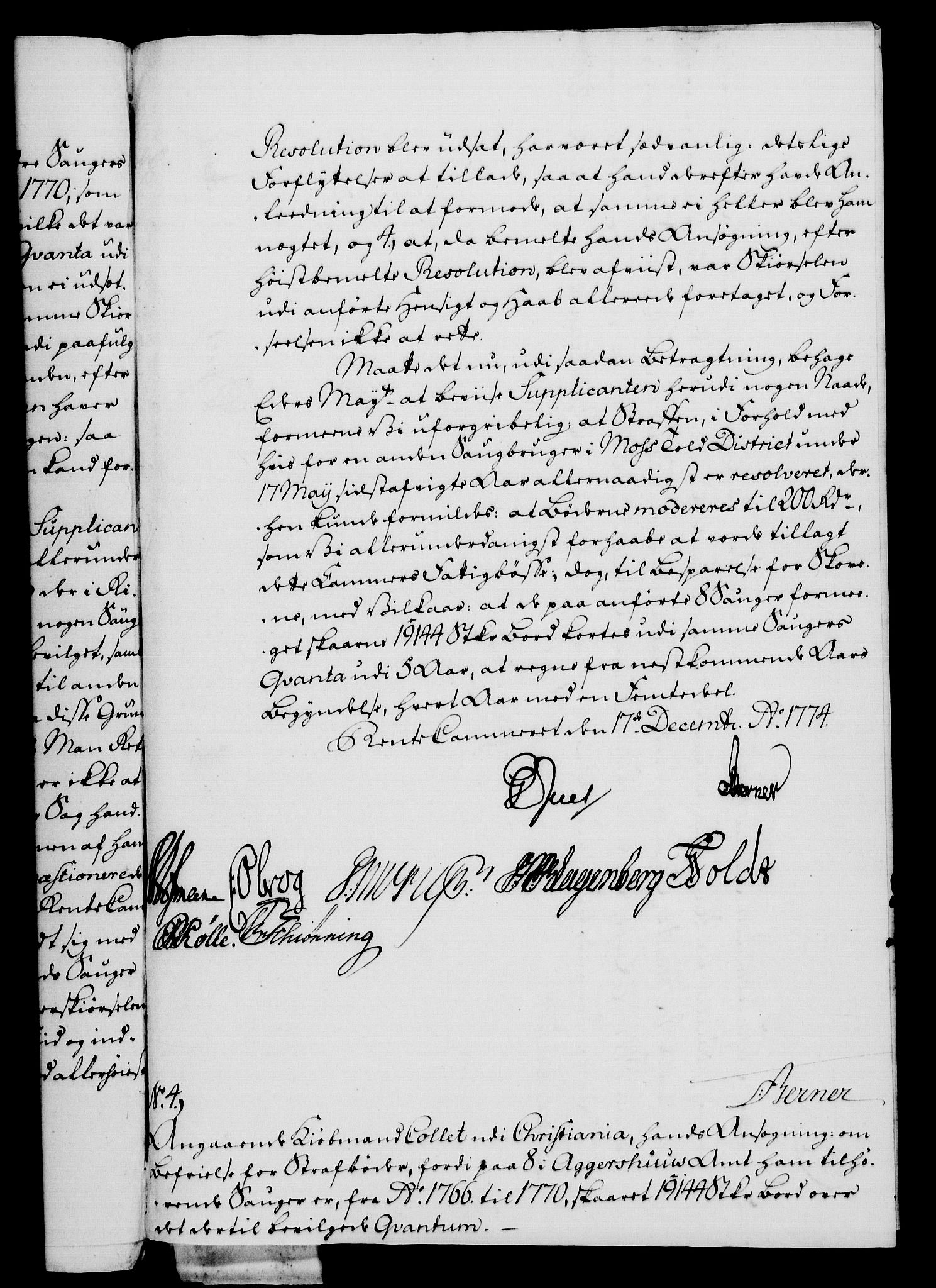 Rentekammeret, Kammerkanselliet, RA/EA-3111/G/Gf/Gfa/L0056: Norsk relasjons- og resolusjonsprotokoll (merket RK 52.56), 1774, s. 261