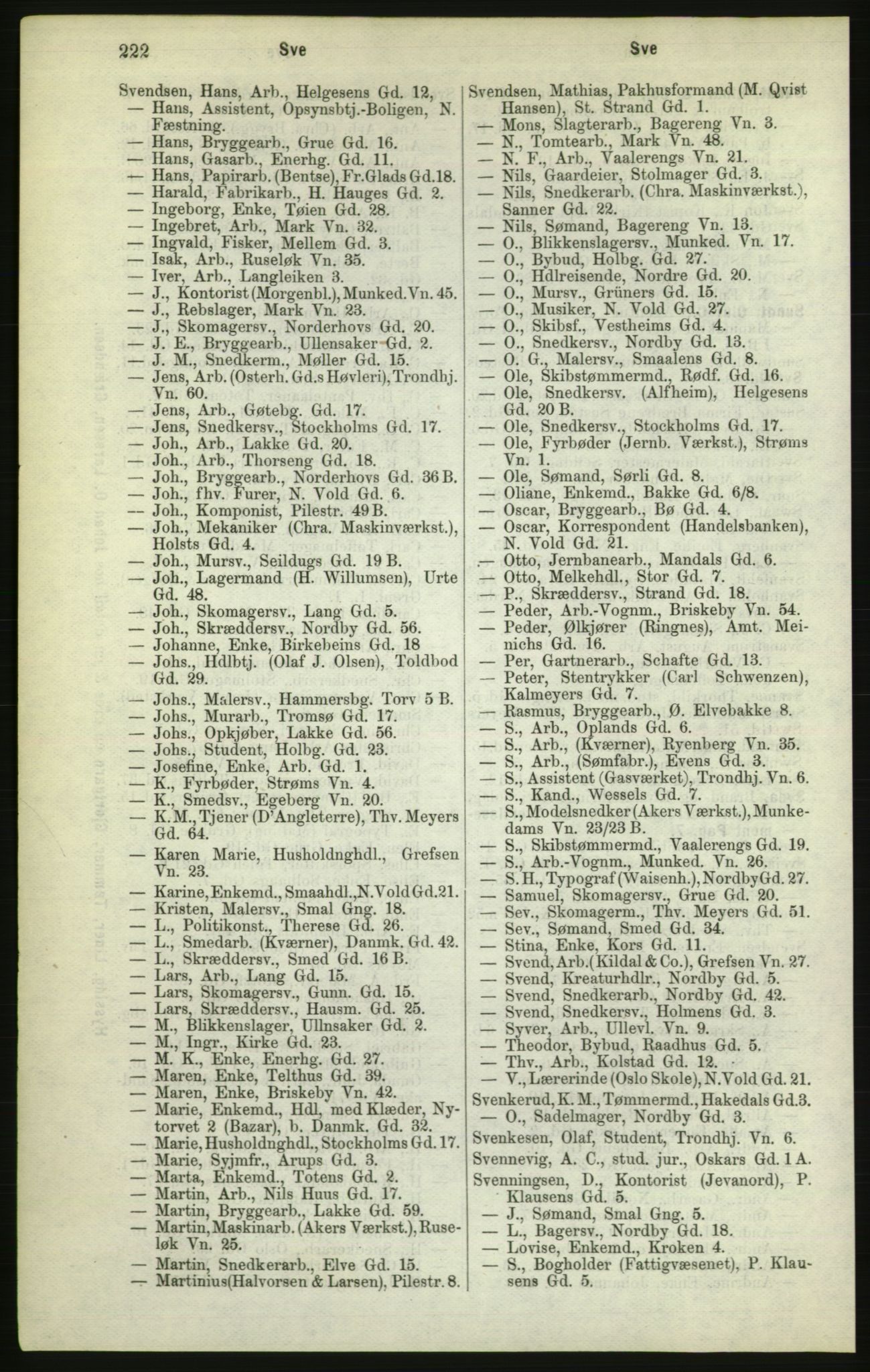 Kristiania/Oslo adressebok, PUBL/-, 1882, s. 222