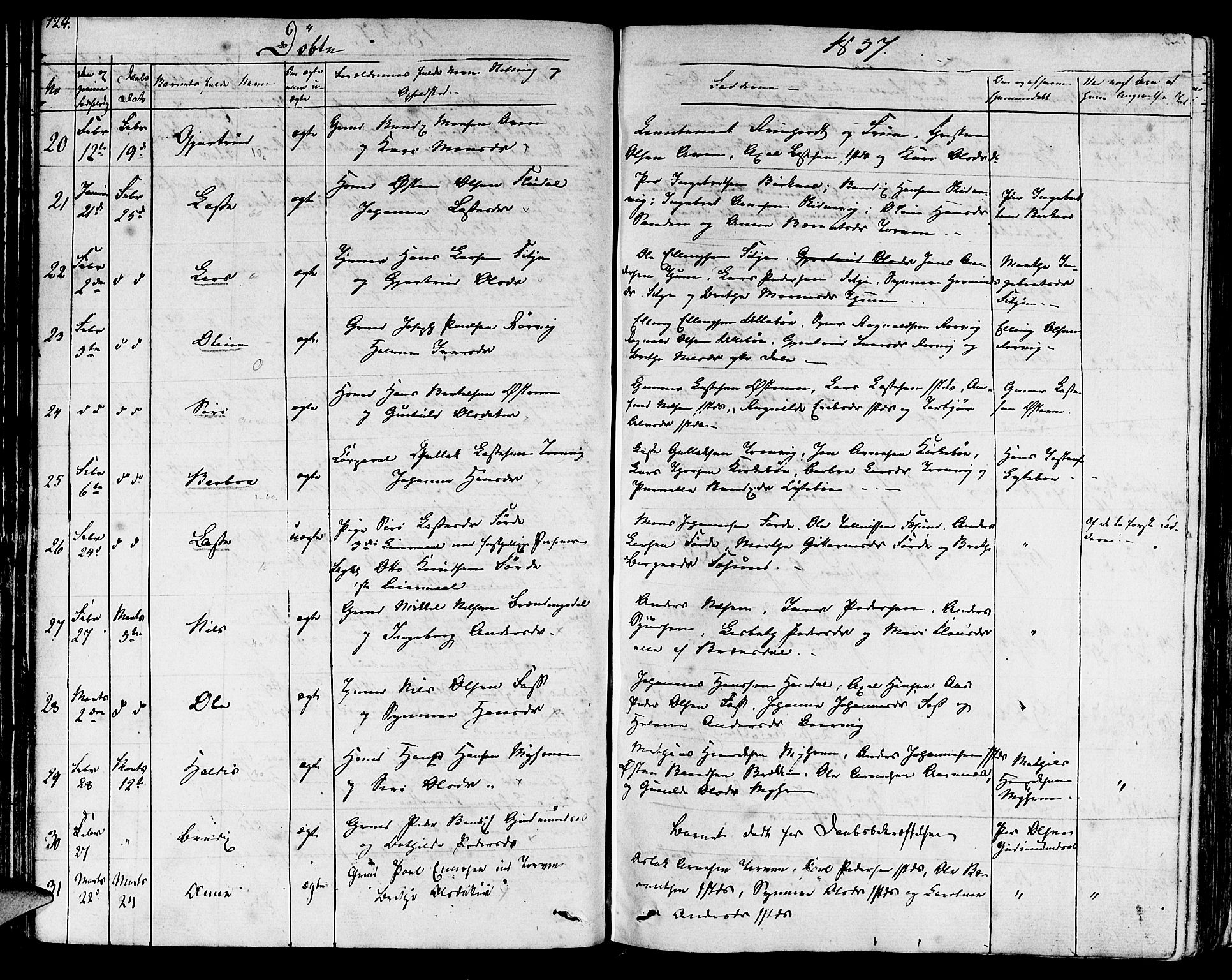 Lavik sokneprestembete, SAB/A-80901: Ministerialbok nr. A 2I, 1821-1842, s. 124