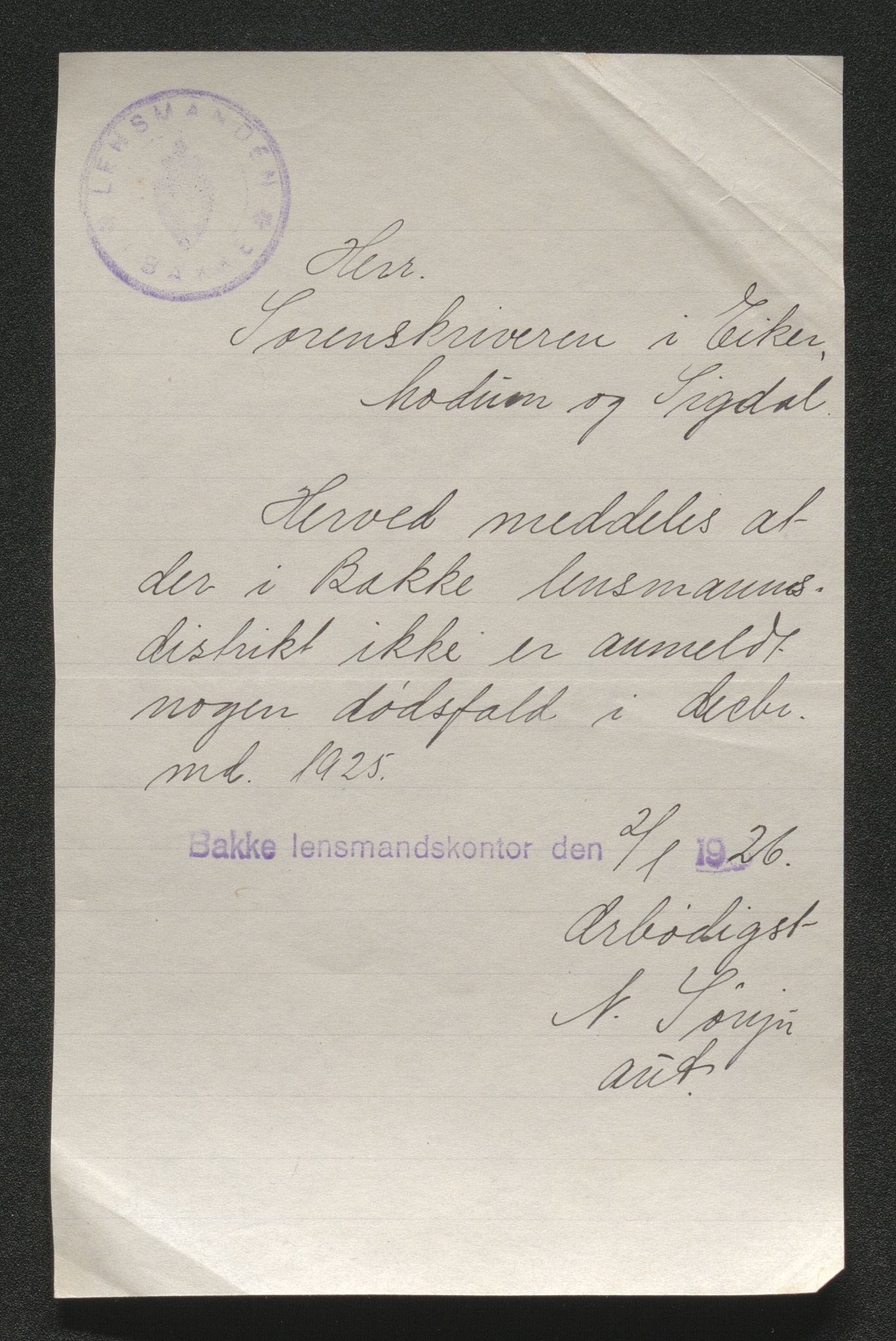 Eiker, Modum og Sigdal sorenskriveri, SAKO/A-123/H/Ha/Hab/L0043: Dødsfallsmeldinger, 1925, s. 568