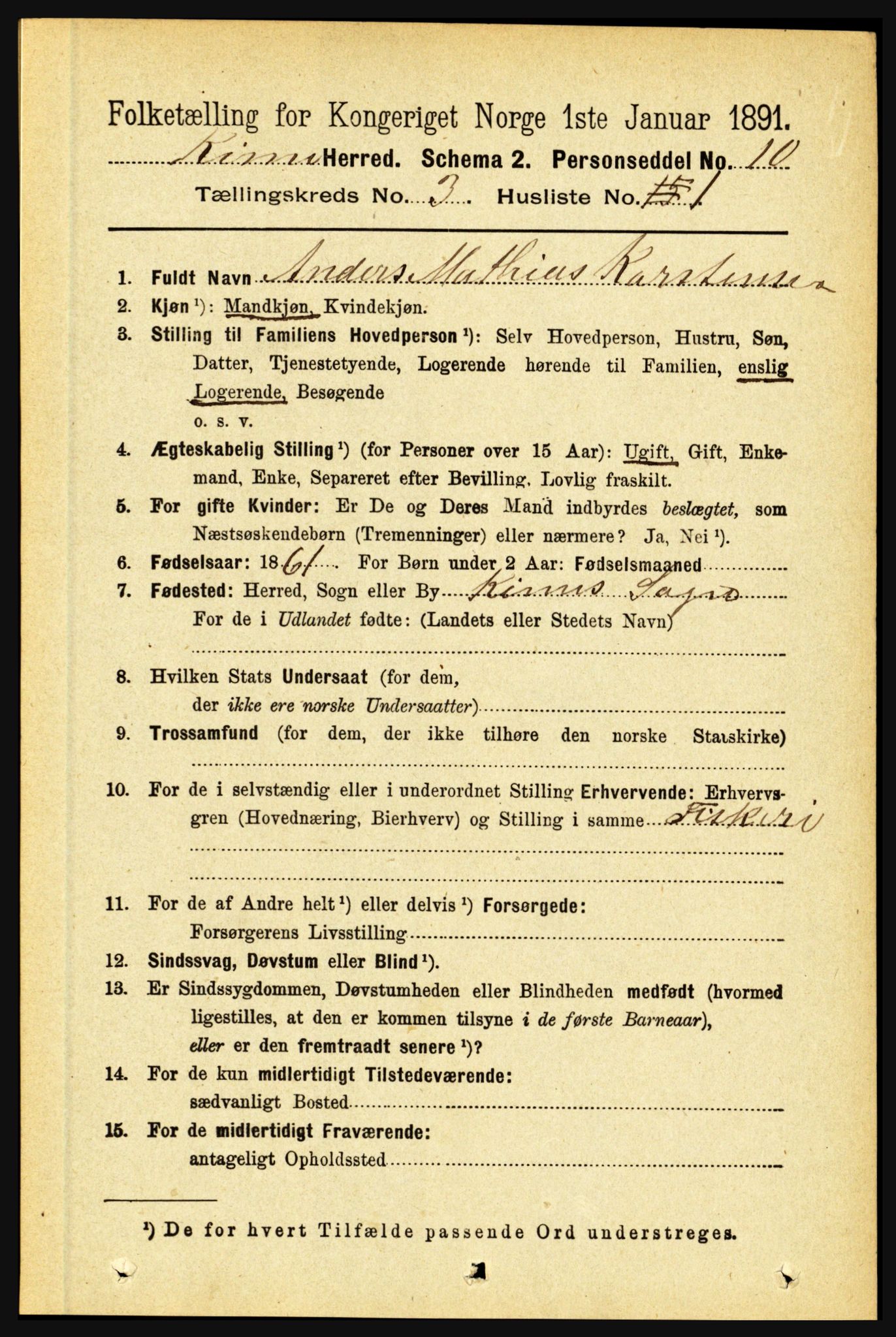RA, Folketelling 1891 for 1437 Kinn herred, 1891, s. 942