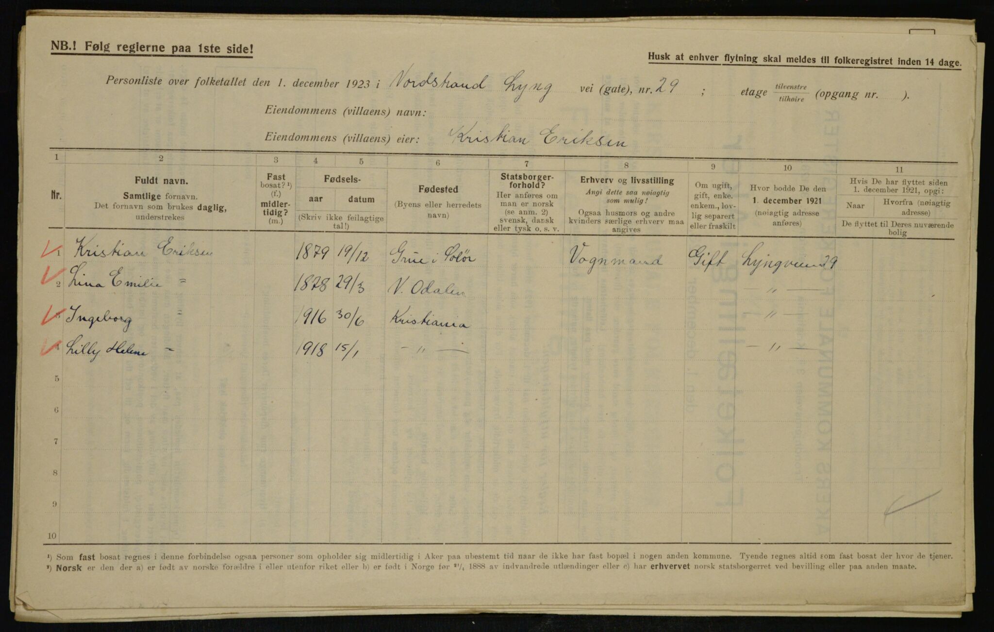 , Kommunal folketelling 1.12.1923 for Aker, 1923, s. 41993