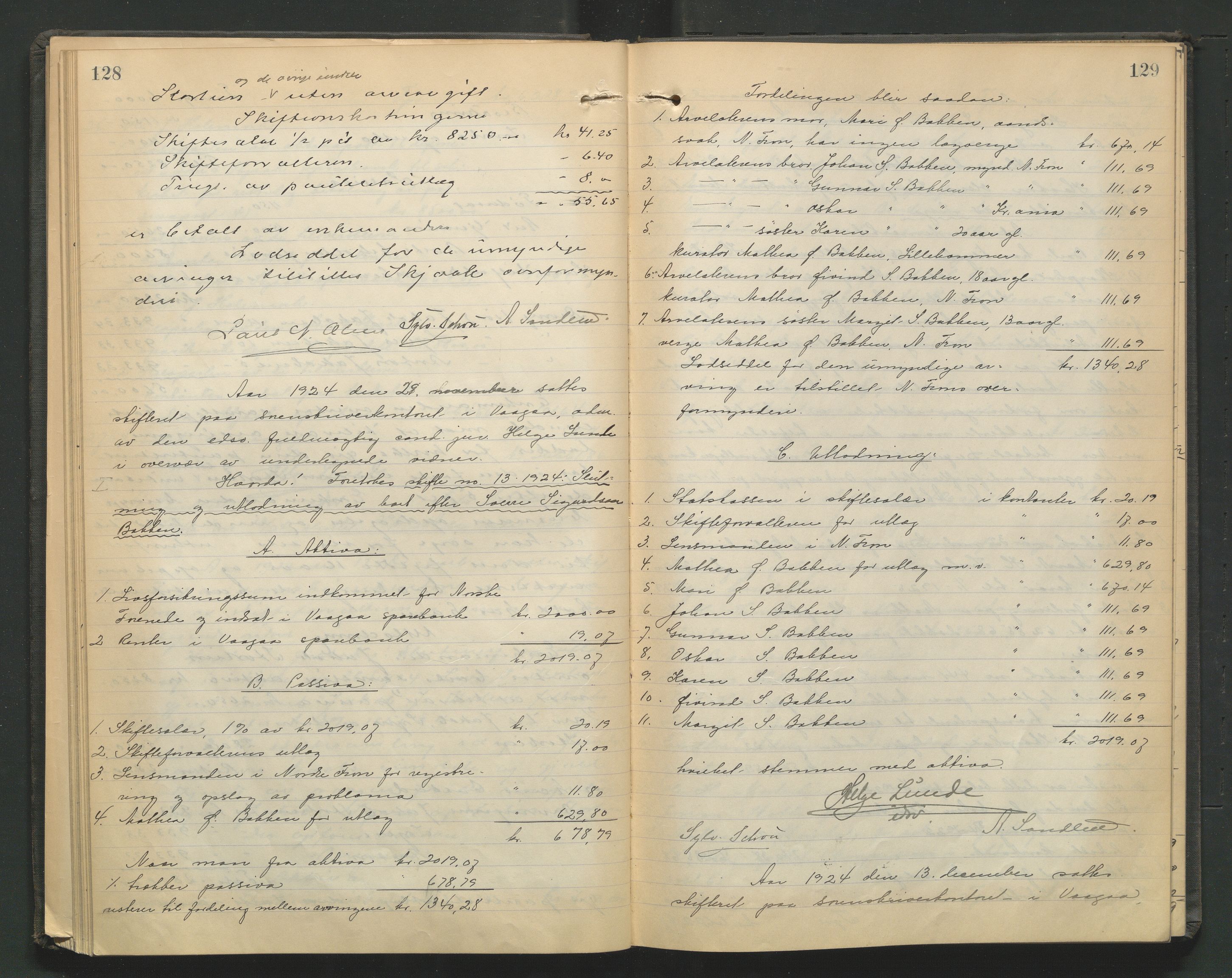 Nord-Gudbrandsdal tingrett, AV/SAH-TING-002/J/Jd/L0006: Skifteutlodningsprotokoll, 1923-1928, s. 128-129