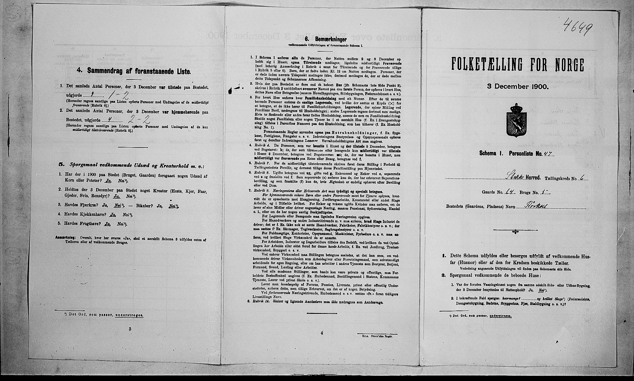 RA, Folketelling 1900 for 0720 Stokke herred, 1900, s. 1167
