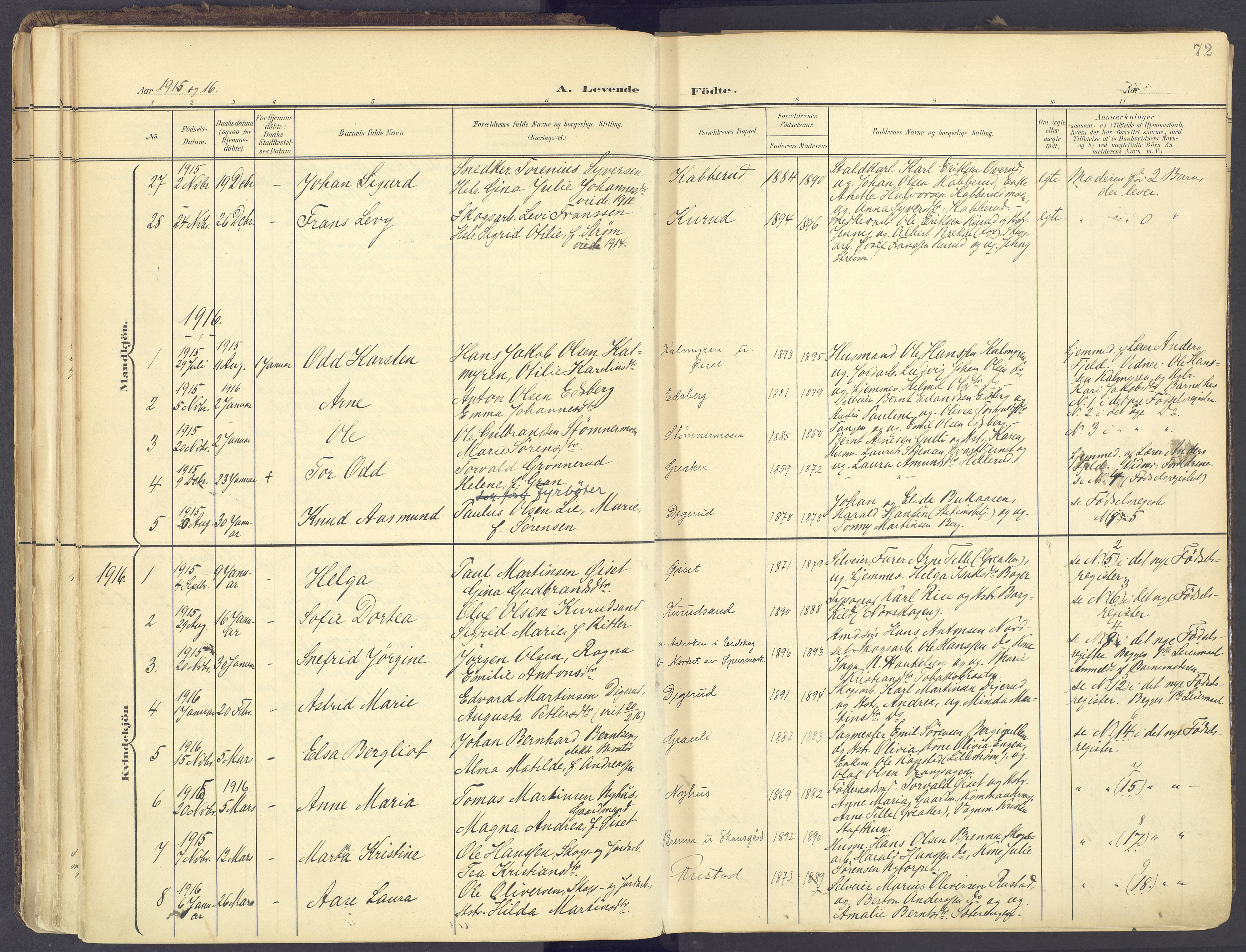 Vinger prestekontor, AV/SAH-PREST-024/H/Ha/Haa/L0017: Ministerialbok nr. 17, 1901-1927, s. 72