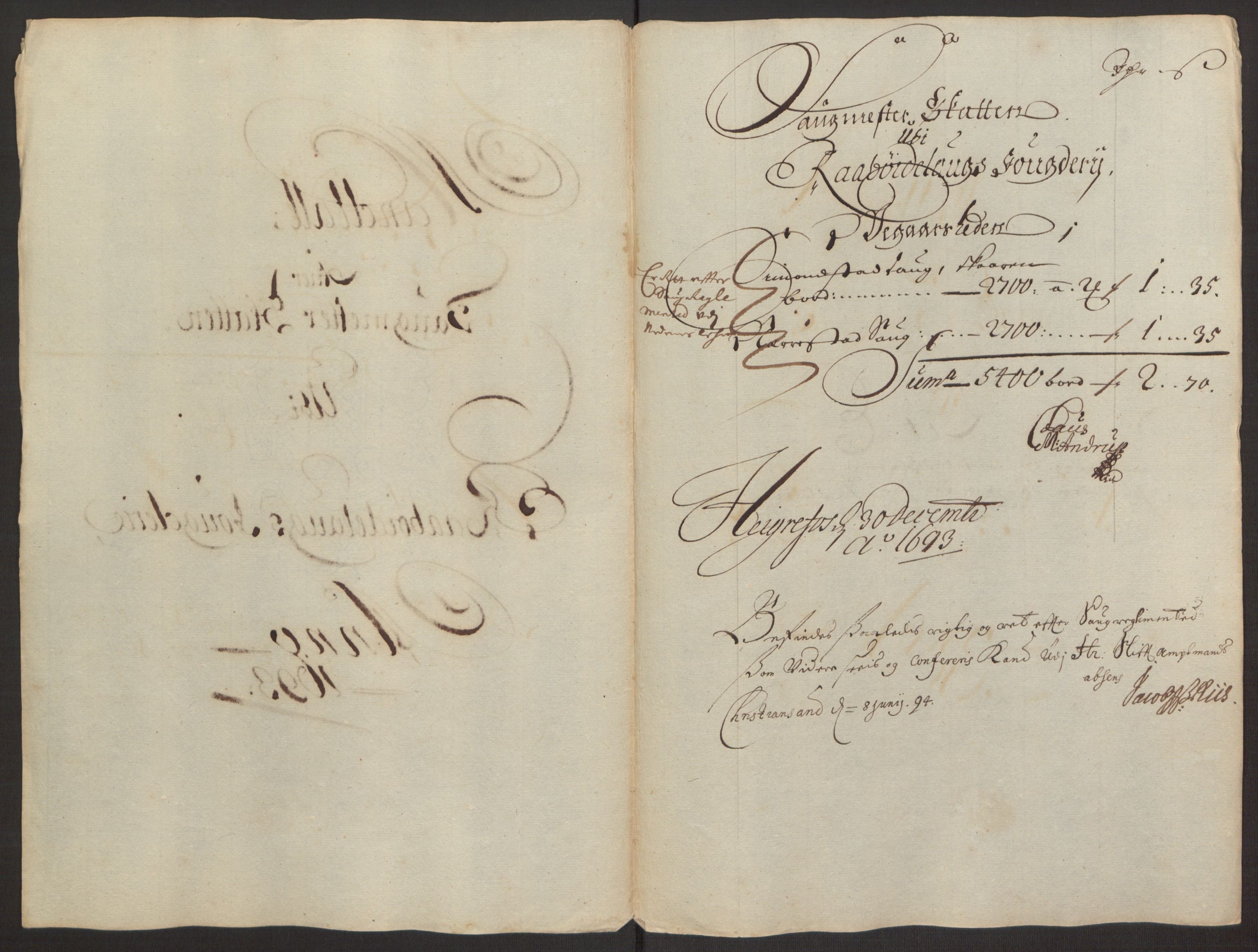 Rentekammeret inntil 1814, Reviderte regnskaper, Fogderegnskap, RA/EA-4092/R40/L2444: Fogderegnskap Råbyggelag, 1693-1696, s. 33