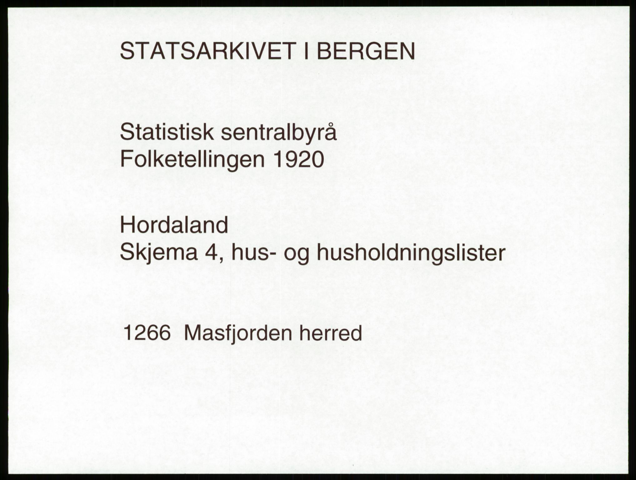 SAB, Folketelling 1920 for 1266 Masfjorden herred, 1920, s. 50