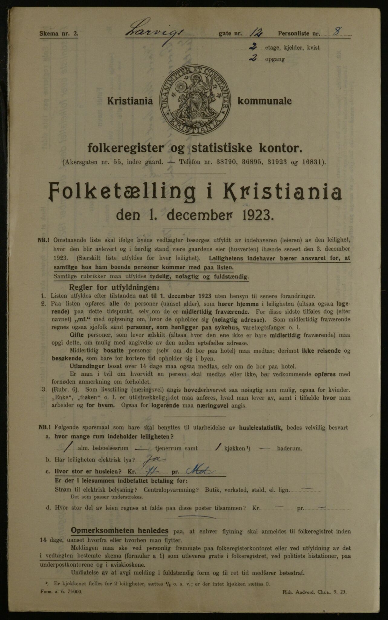 OBA, Kommunal folketelling 1.12.1923 for Kristiania, 1923, s. 63459