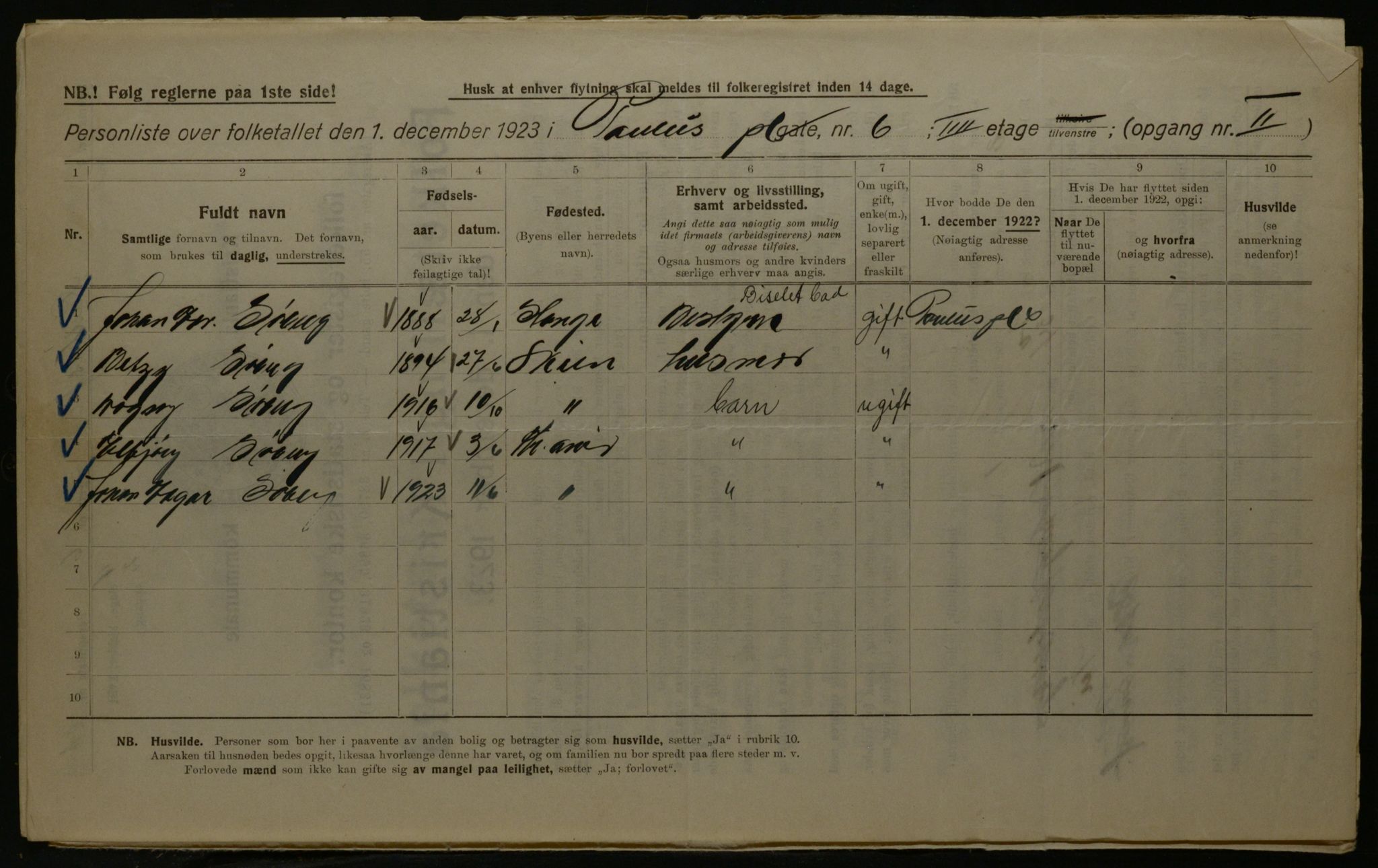 OBA, Kommunal folketelling 1.12.1923 for Kristiania, 1923, s. 86797