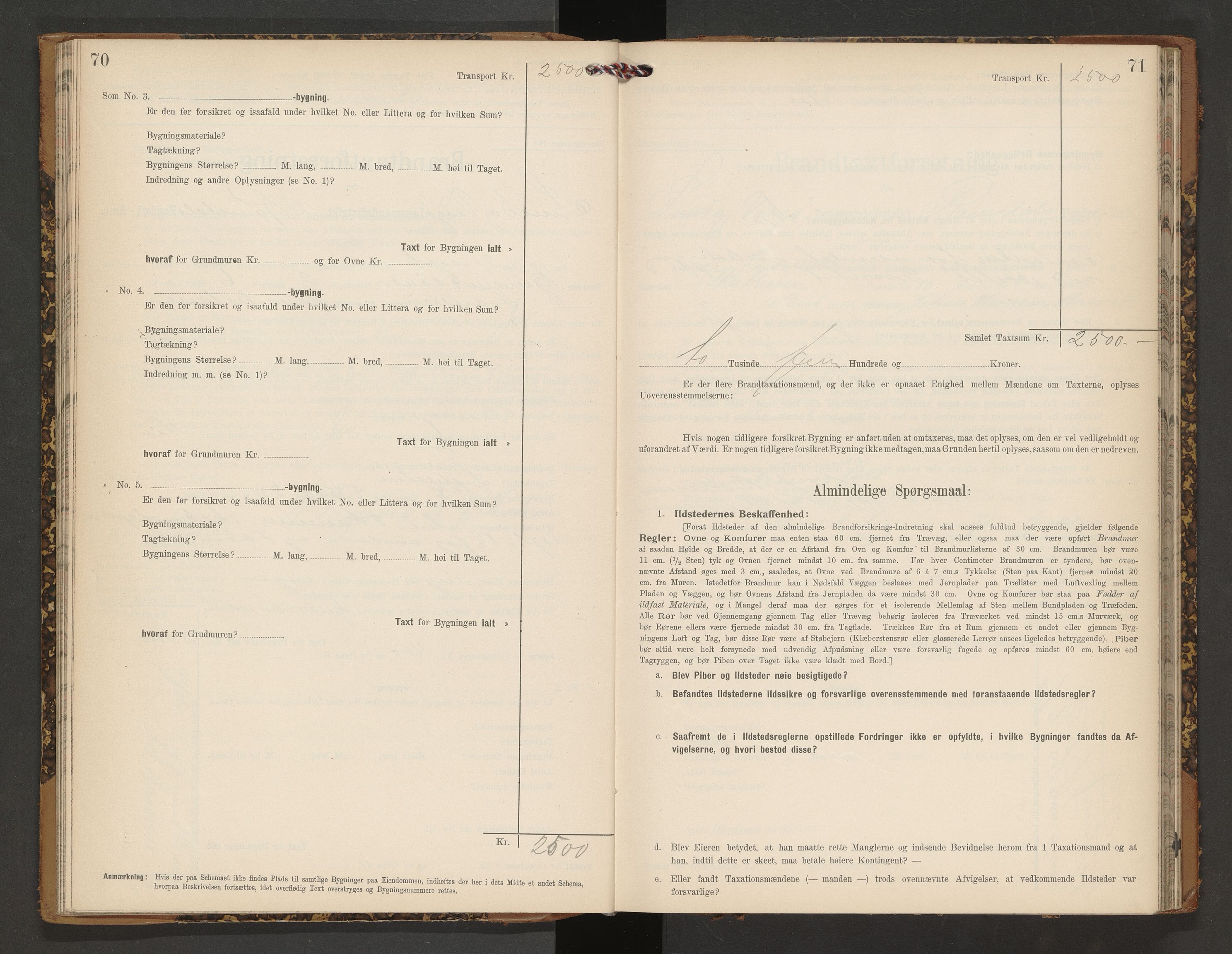 Norges Brannkasse Vågøy og Sund, AV/SAT-A-5504/Fb/L0002: Branntakstprotokoll, 1904-1913, s. 70-71