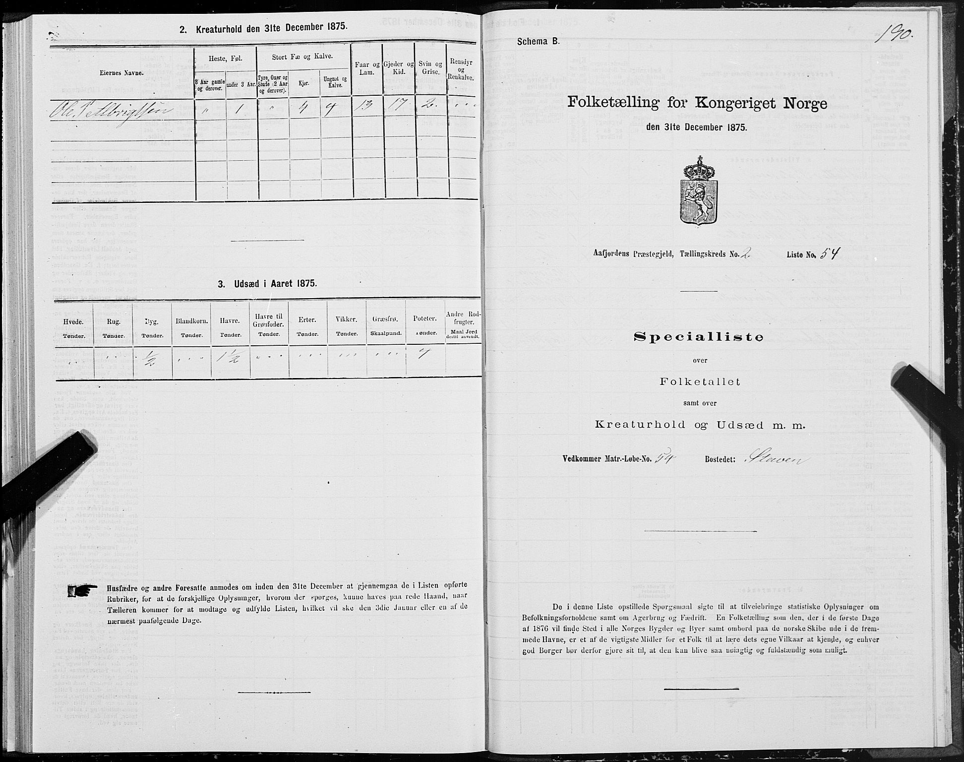 SAT, Folketelling 1875 for 1630P Aafjorden prestegjeld, 1875, s. 1190