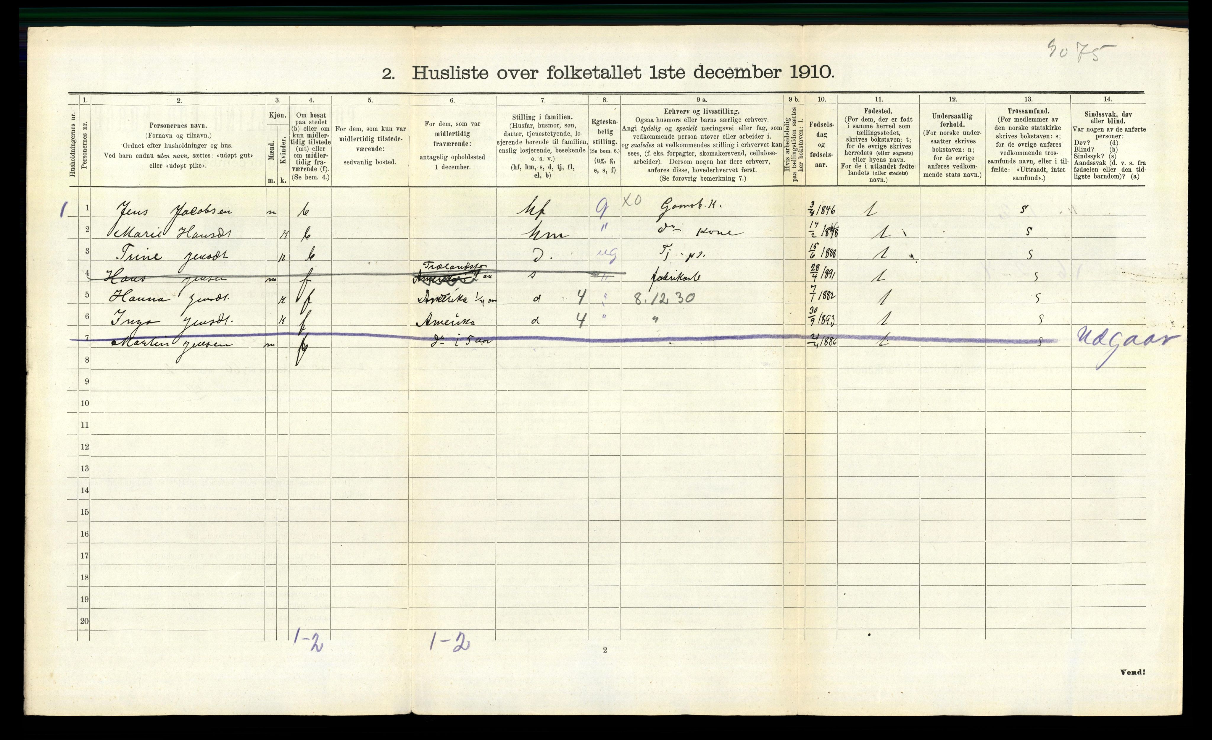 RA, Folketelling 1910 for 1037 Liknes herred, 1910, s. 357