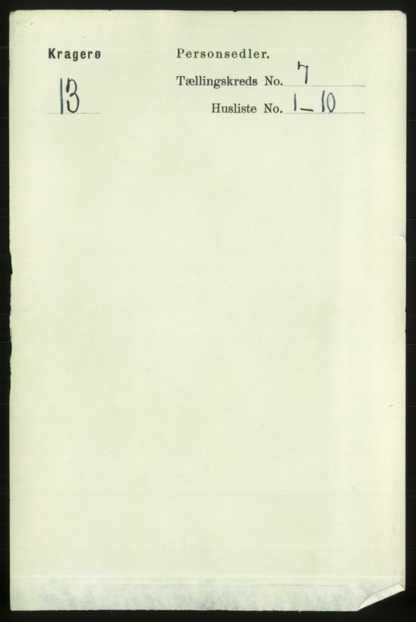 RA, Folketelling 1891 for 0801 Kragerø kjøpstad, 1891, s. 3467