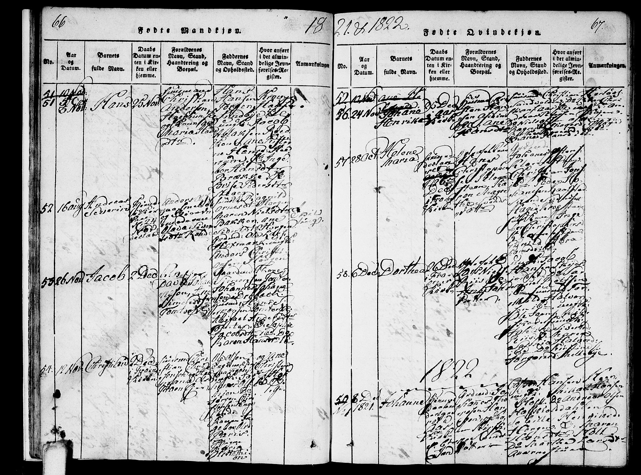 Ås prestekontor Kirkebøker, AV/SAO-A-10894/F/Fa/L0004: Ministerialbok nr. I 4, 1818-1826, s. 66-67