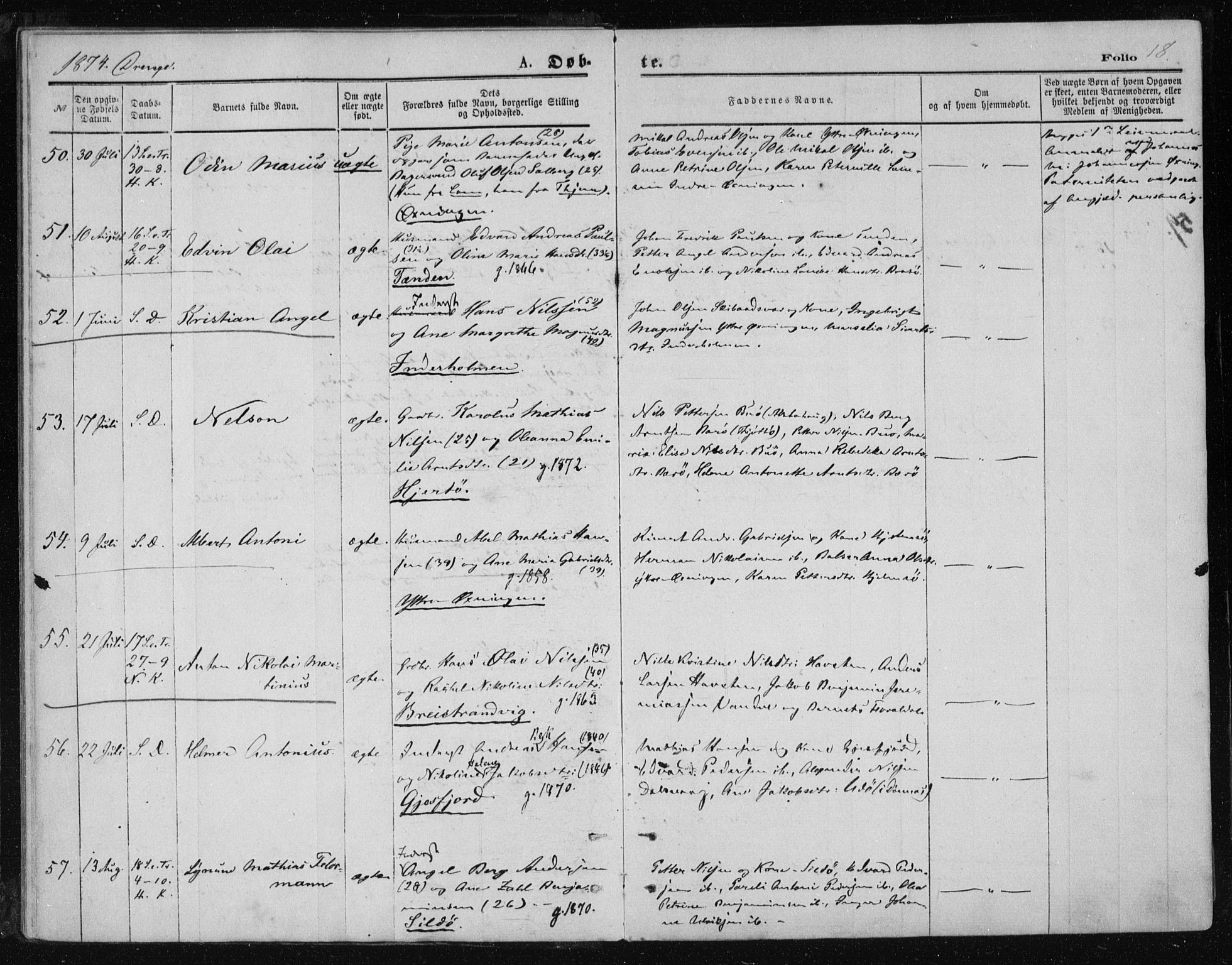 Ministerialprotokoller, klokkerbøker og fødselsregistre - Nordland, AV/SAT-A-1459/834/L0506: Ministerialbok nr. 834A04, 1872-1878, s. 18