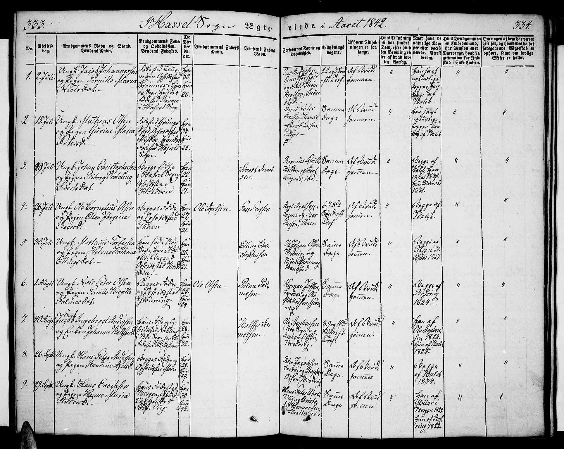 Ministerialprotokoller, klokkerbøker og fødselsregistre - Nordland, SAT/A-1459/888/L1239: Ministerialbok nr. 888A06 /1, 1837-1849, s. 333-334