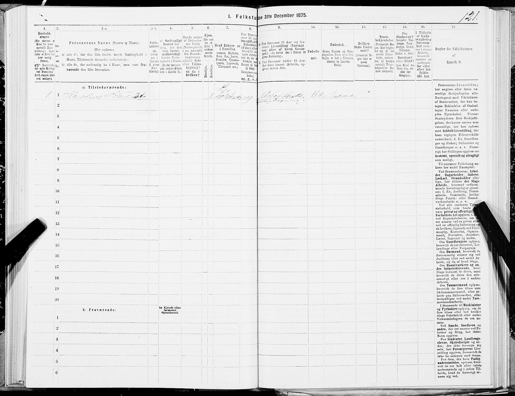 SAT, Folketelling 1875 for 1860P Buksnes prestegjeld, 1875, s. 1121