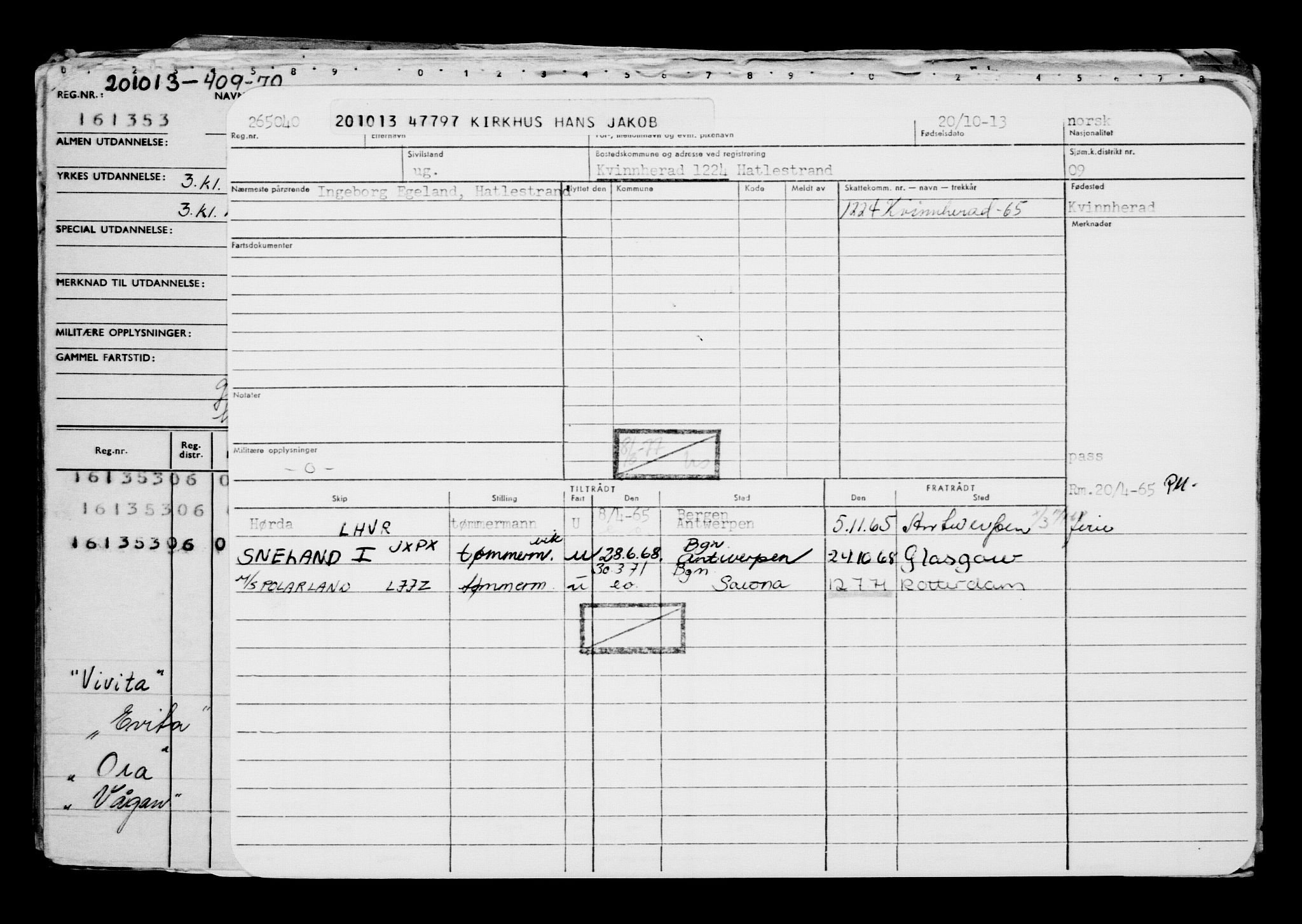 Direktoratet for sjømenn, AV/RA-S-3545/G/Gb/L0116: Hovedkort, 1913, s. 149