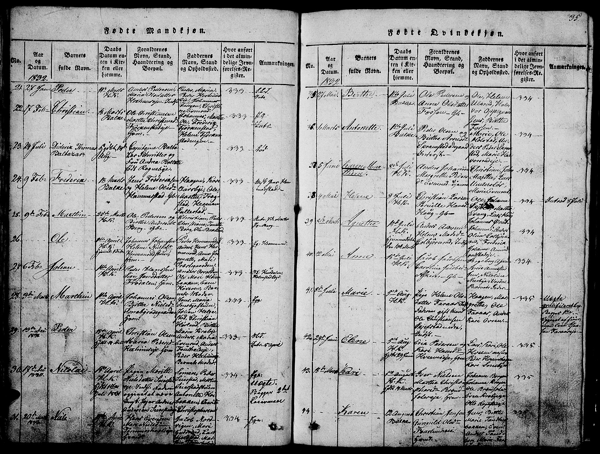 Østre Toten prestekontor, SAH/PREST-104/H/Ha/Hab/L0001: Klokkerbok nr. 1, 1827-1839, s. 35