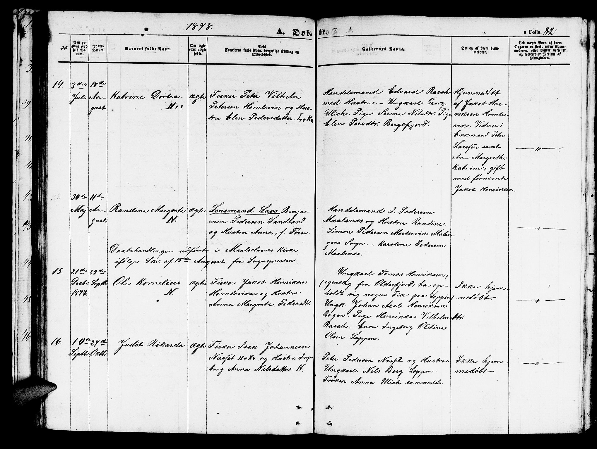 Loppa sokneprestkontor, AV/SATØ-S-1339/H/Hb/L0002klokker: Klokkerbok nr. 2, 1850-1880, s. 82