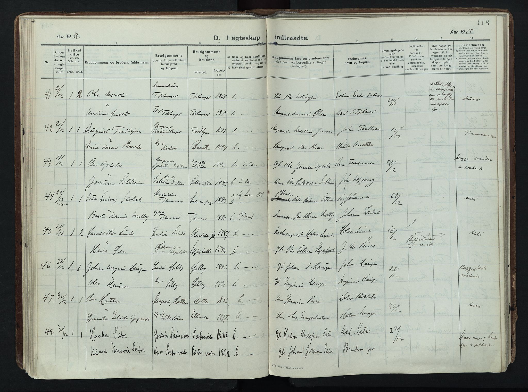 Trysil prestekontor, AV/SAH-PREST-046/H/Ha/Haa/L0014: Ministerialbok nr. 14, 1912-1923, s. 118