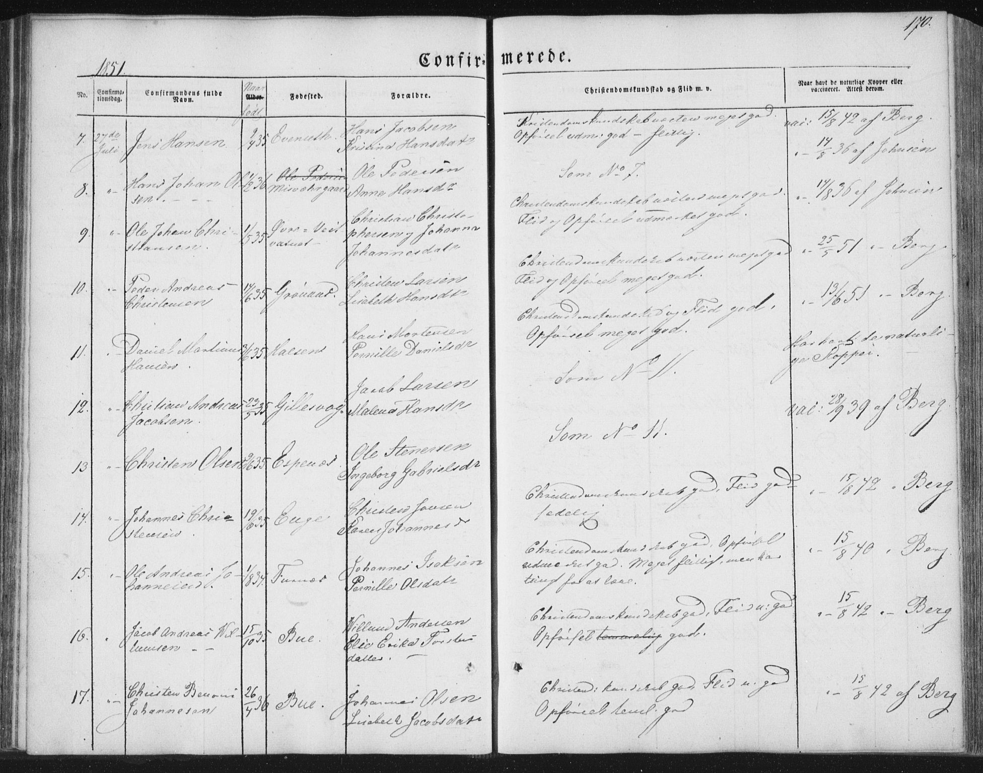 Ministerialprotokoller, klokkerbøker og fødselsregistre - Nordland, AV/SAT-A-1459/852/L0738: Ministerialbok nr. 852A08, 1849-1865, s. 170