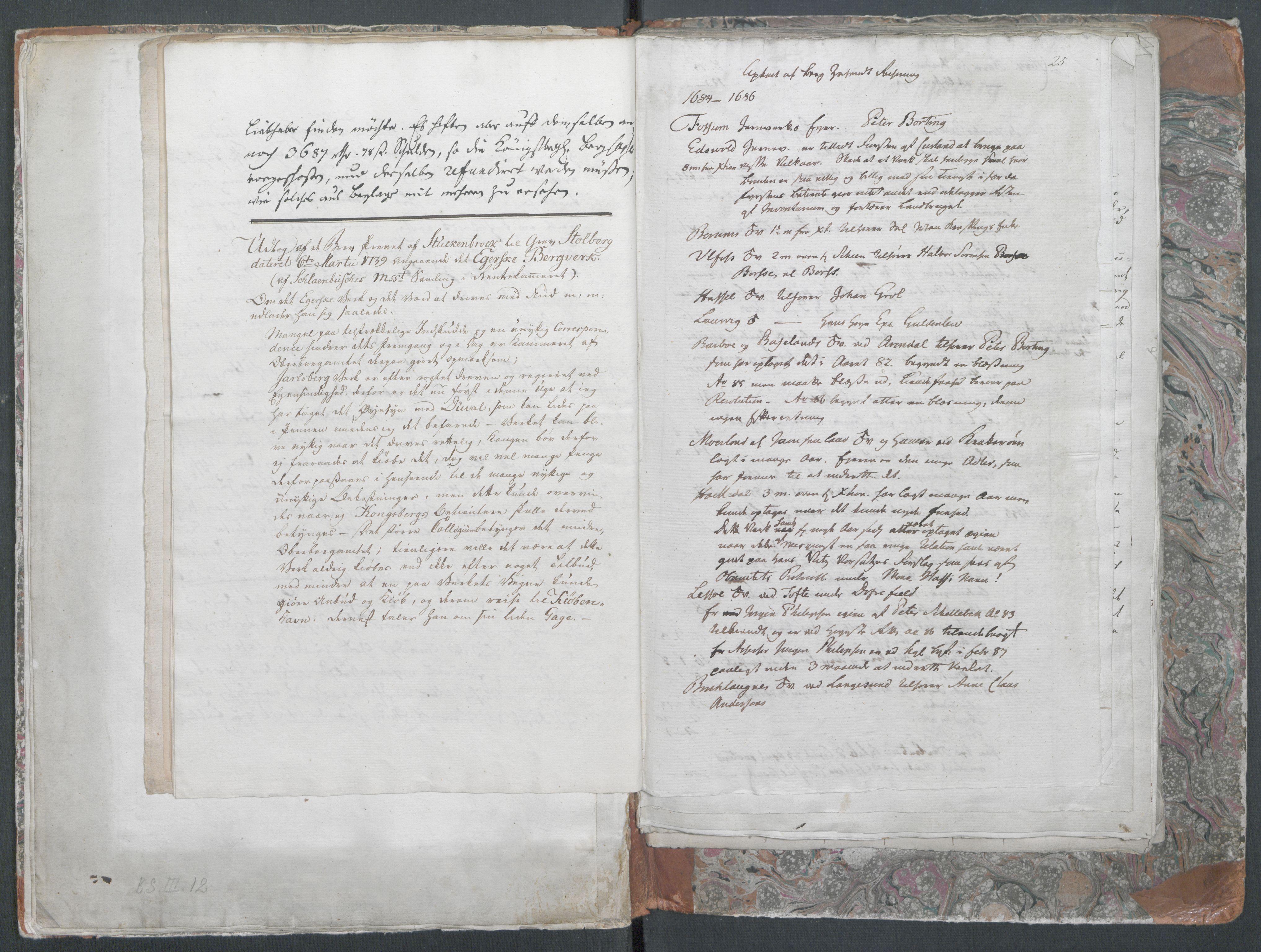 Brünnichs samling, RA/PA-0171/F/L0097: Machesens Mineralogiske Beskrivelse over Biergene i Bradsbergamt med Dertil hørende Carte og Sex Tegninger af Prospecter, 1730-1739, s. 24-25
