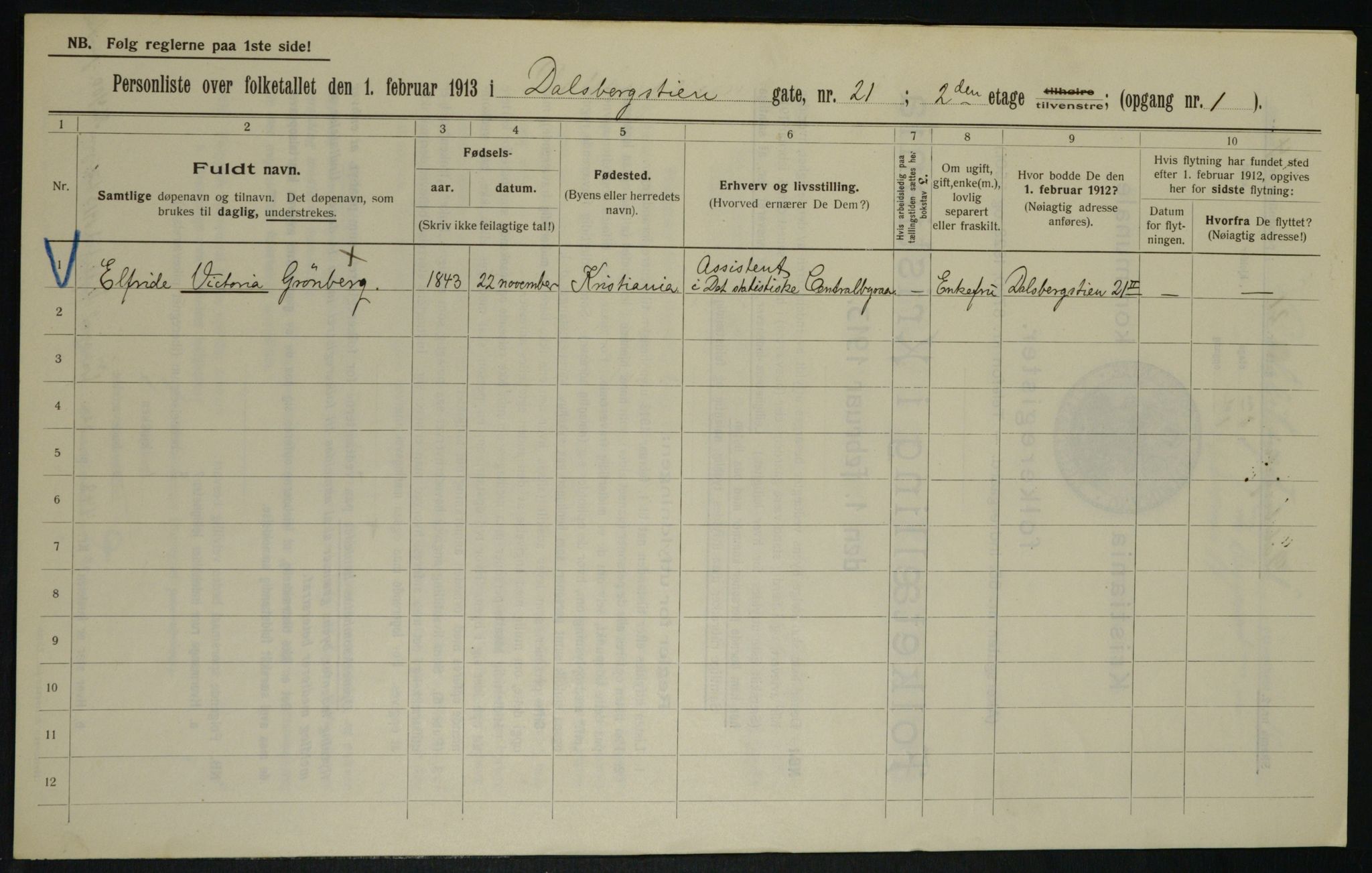 OBA, Kommunal folketelling 1.2.1913 for Kristiania, 1913, s. 14402