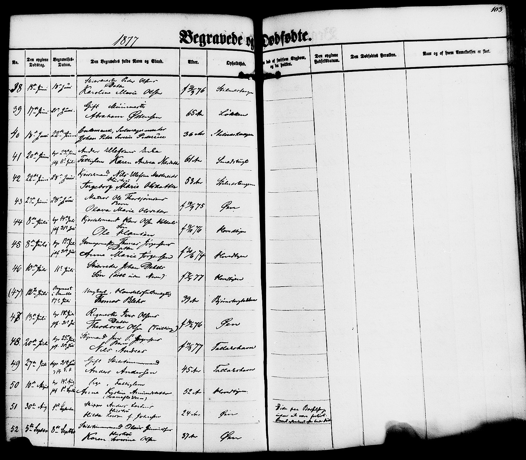 Kragerø kirkebøker, AV/SAKO-A-278/F/Fa/L0010: Ministerialbok nr. 10, 1861-1885, s. 103