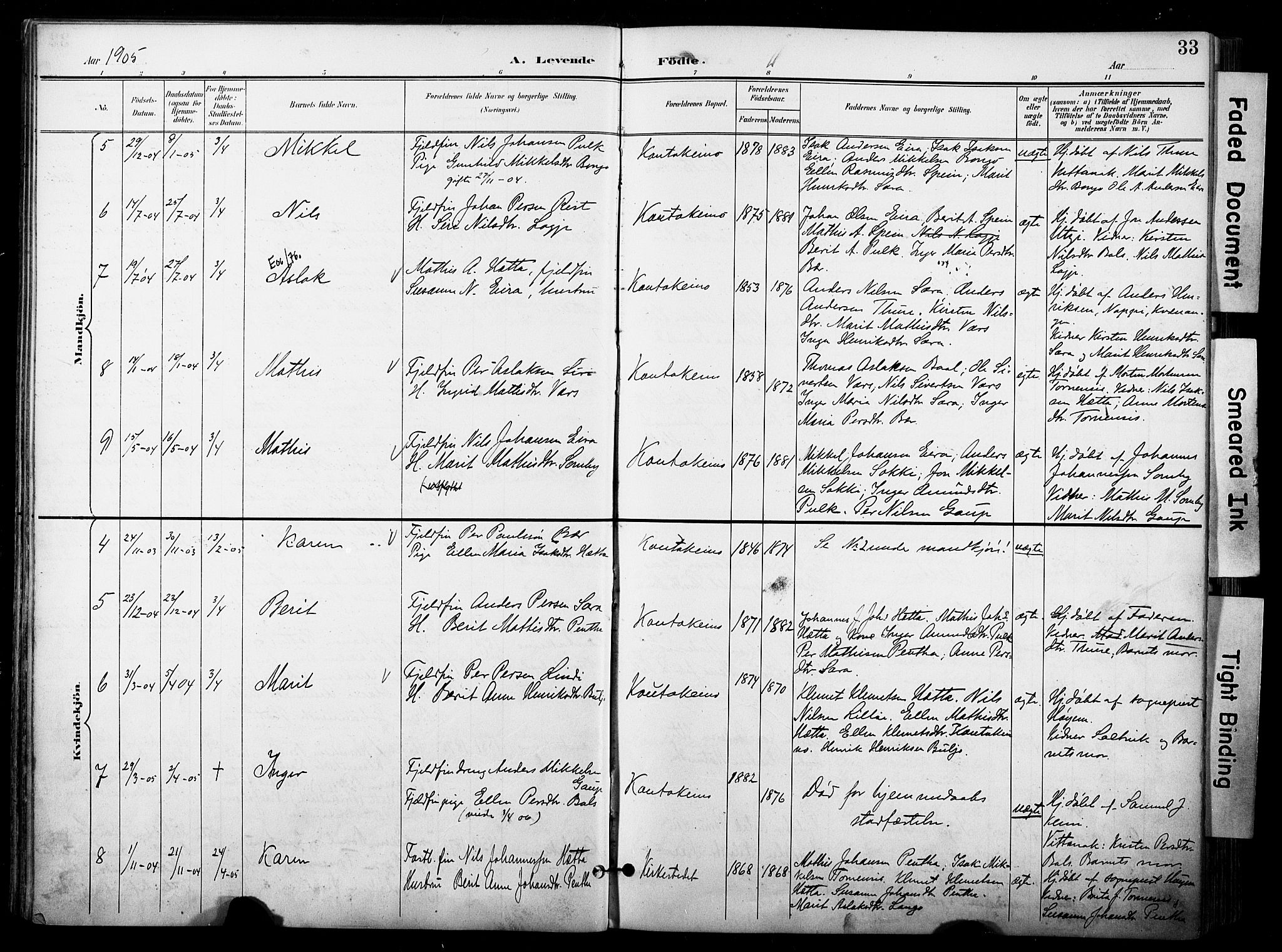 Kautokeino sokneprestembete, AV/SATØ-S-1340/H/Ha/L0005.kirke: Ministerialbok nr. 5, 1896-1916, s. 33