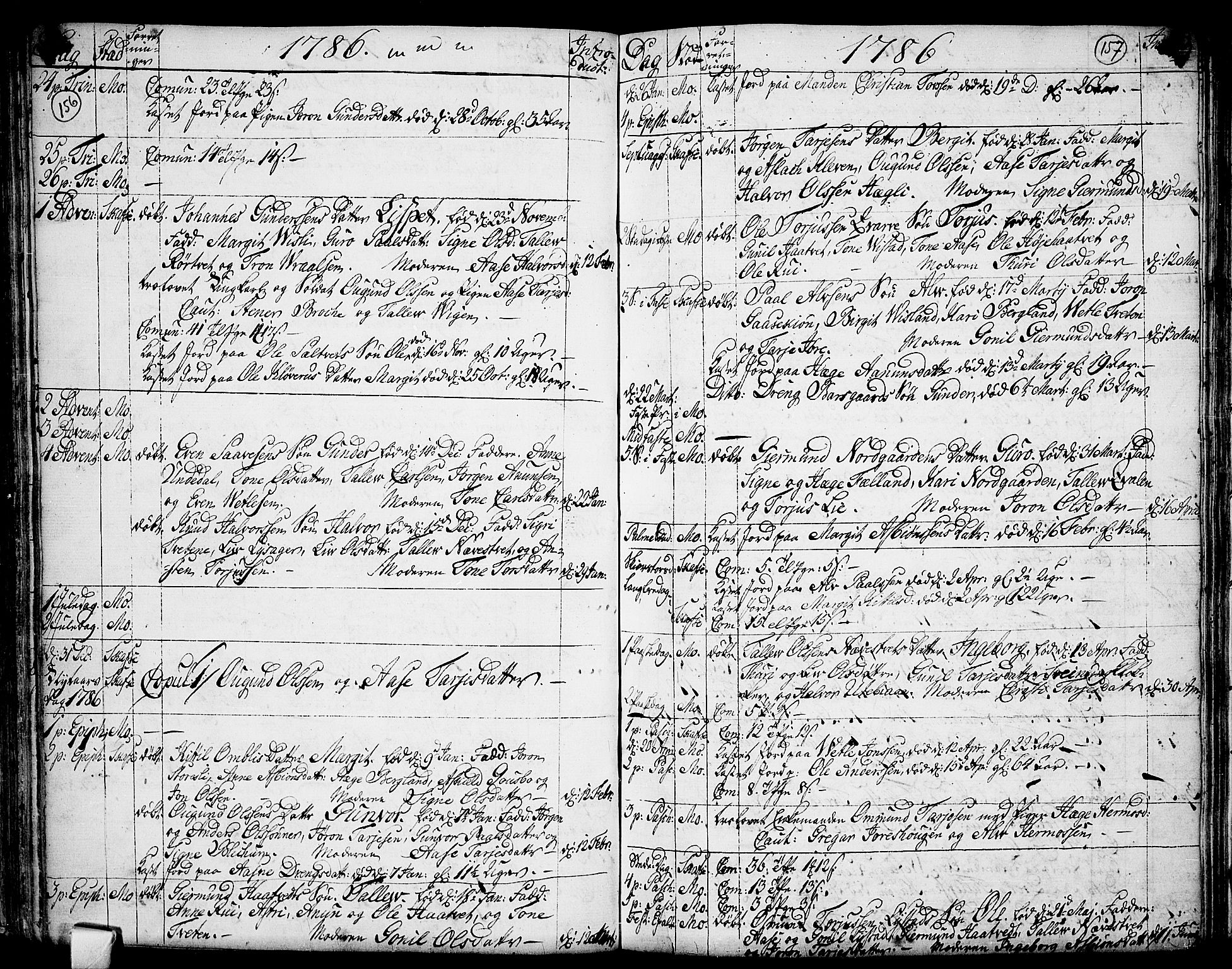 Mo kirkebøker, AV/SAKO-A-286/F/Fa/L0002: Ministerialbok nr. I 2, 1766-1799, s. 156-157