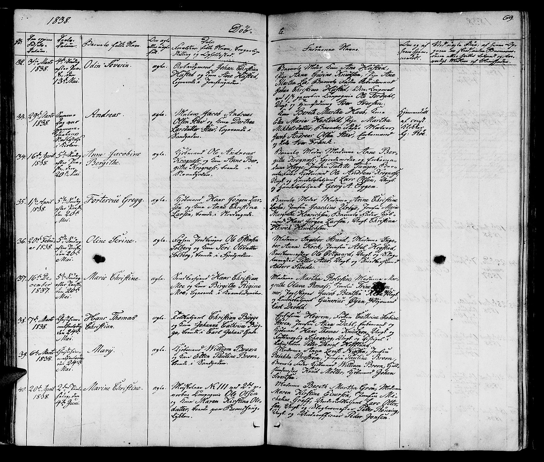Ministerialprotokoller, klokkerbøker og fødselsregistre - Sør-Trøndelag, SAT/A-1456/602/L0136: Klokkerbok nr. 602C04, 1833-1845, s. 69