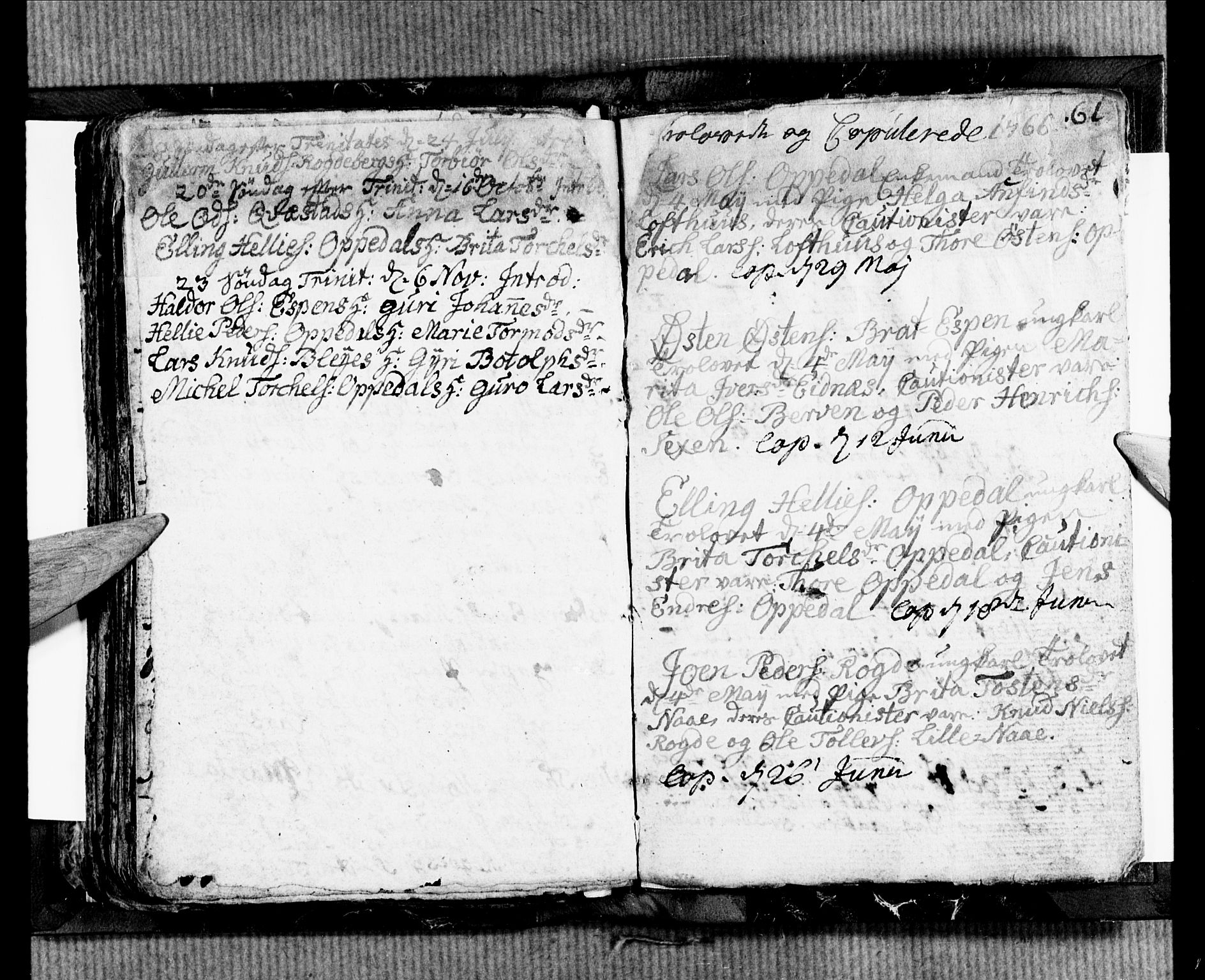 Ullensvang sokneprestembete, SAB/A-78701/H/Hab: Klokkerbok nr. B 2, 1766-1768, s. 62-63