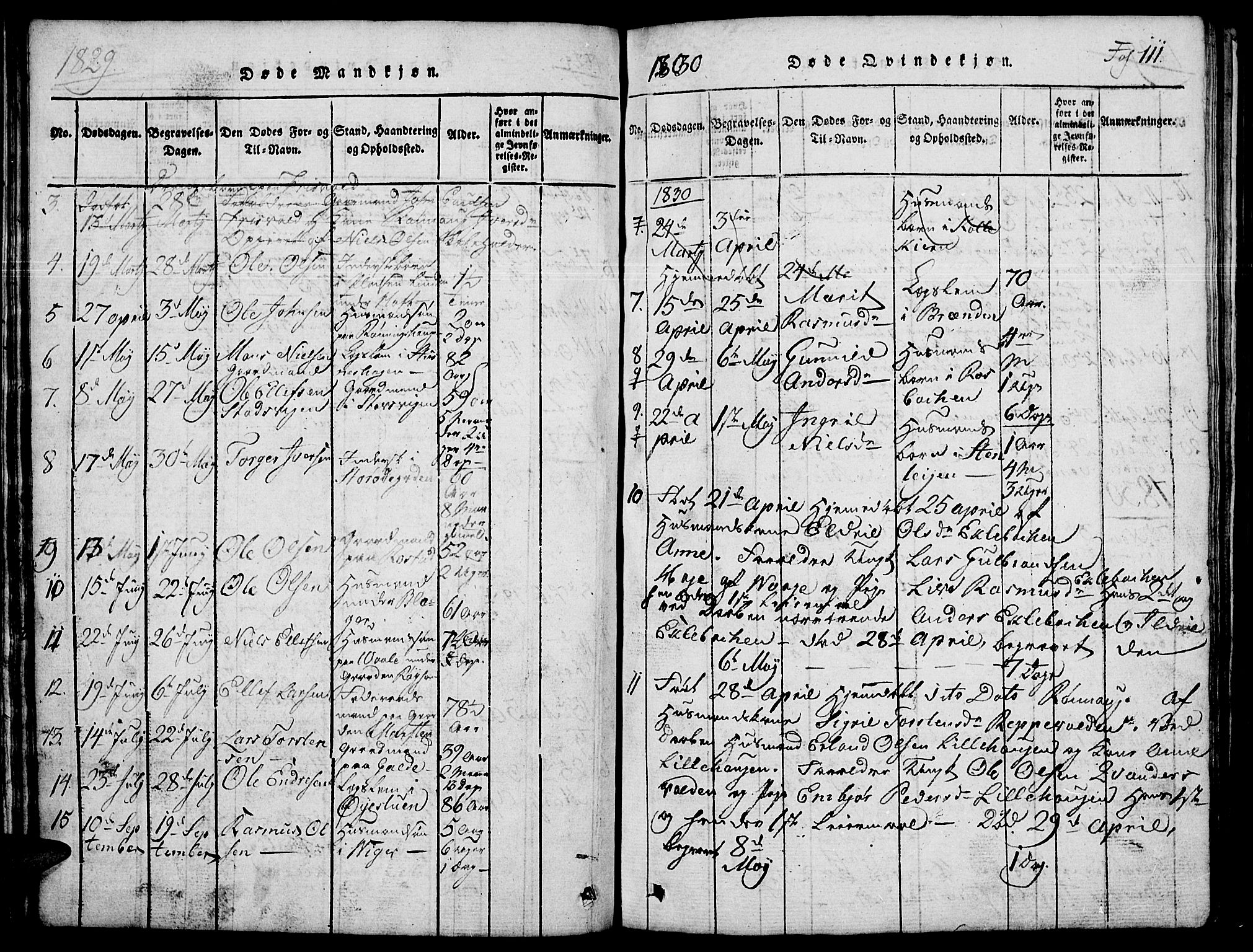 Lom prestekontor, AV/SAH-PREST-070/L/L0001: Klokkerbok nr. 1, 1815-1836, s. 111