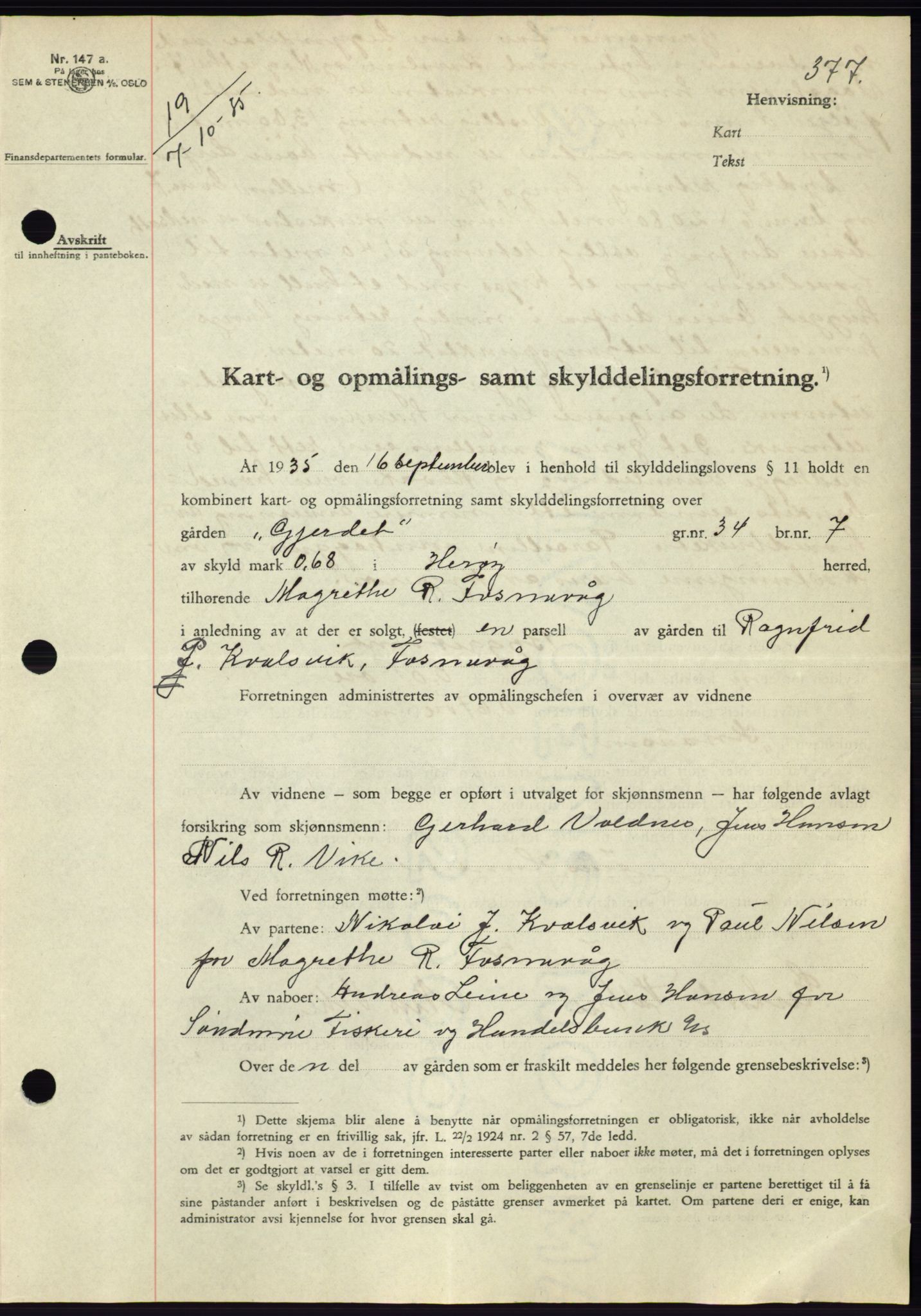 Søre Sunnmøre sorenskriveri, AV/SAT-A-4122/1/2/2C/L0059: Pantebok nr. 53, 1935-1935, Tingl.dato: 07.10.1935