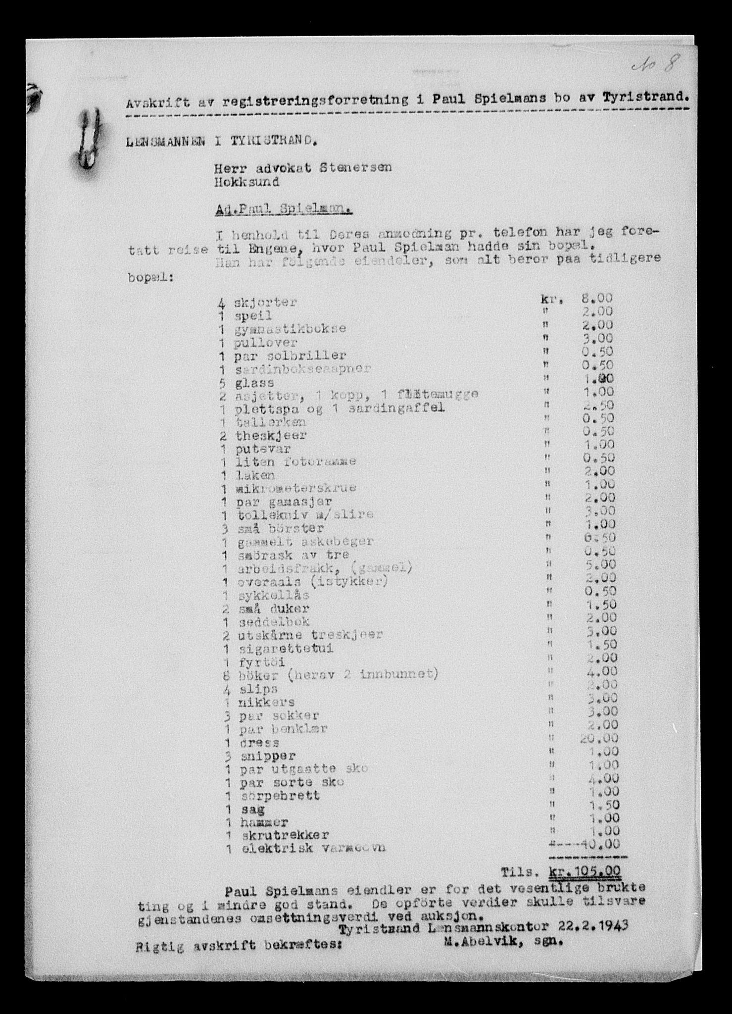 Justisdepartementet, Tilbakeføringskontoret for inndratte formuer, RA/S-1564/H/Hc/Hcd/L1007: --, 1945-1947, s. 268