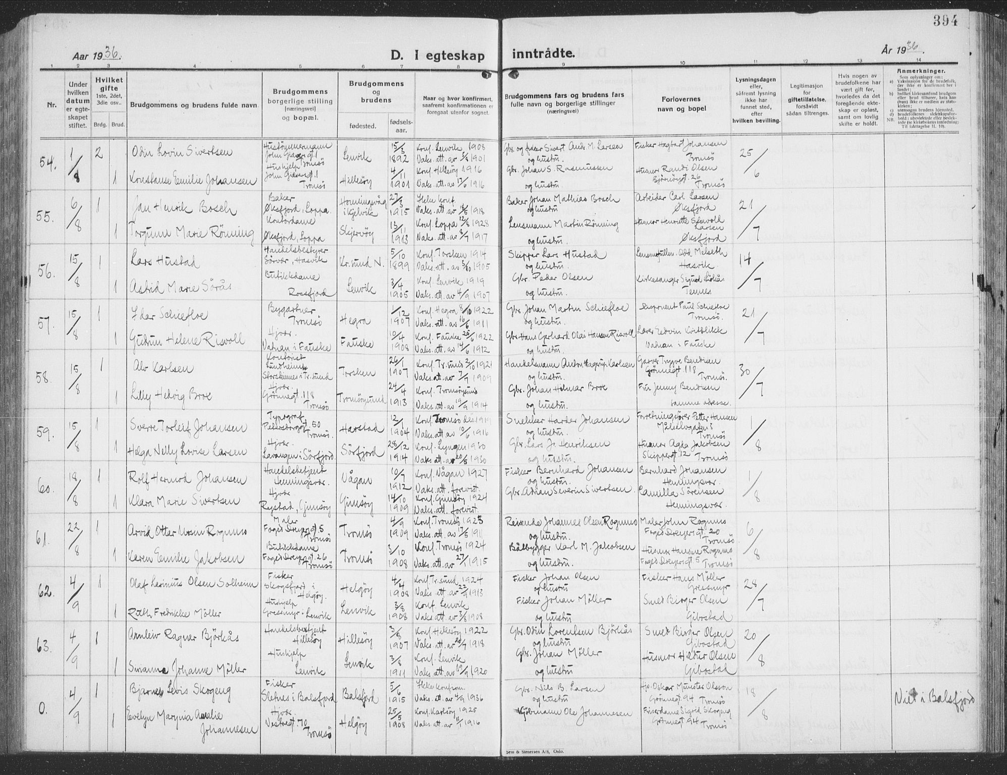 Tromsø sokneprestkontor/stiftsprosti/domprosti, AV/SATØ-S-1343/G/Gb/L0010klokker: Klokkerbok nr. 10, 1925-1937, s. 395