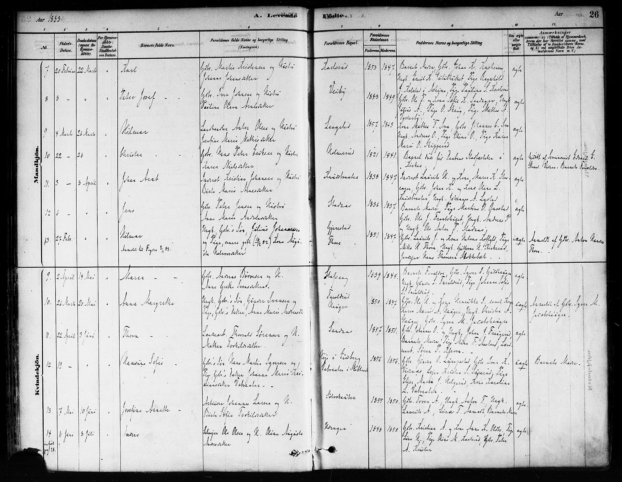 Skiptvet prestekontor Kirkebøker, AV/SAO-A-20009/F/Fa/L0009: Ministerialbok nr. 9, 1878-1900, s. 26