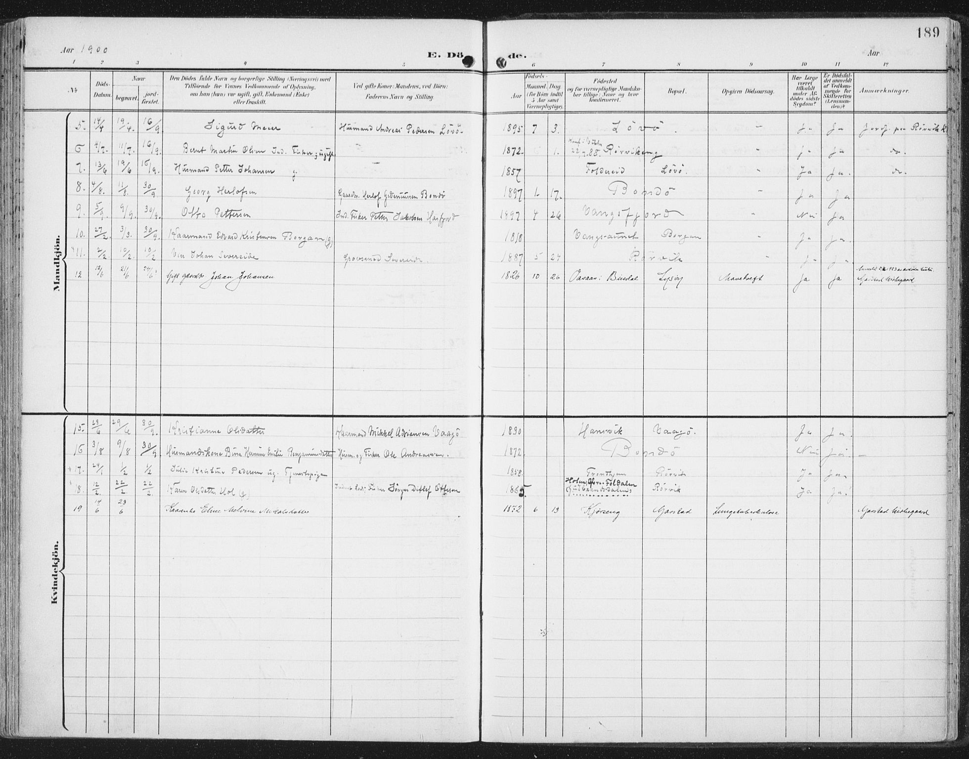 Ministerialprotokoller, klokkerbøker og fødselsregistre - Nord-Trøndelag, AV/SAT-A-1458/786/L0688: Ministerialbok nr. 786A04, 1899-1912, s. 189